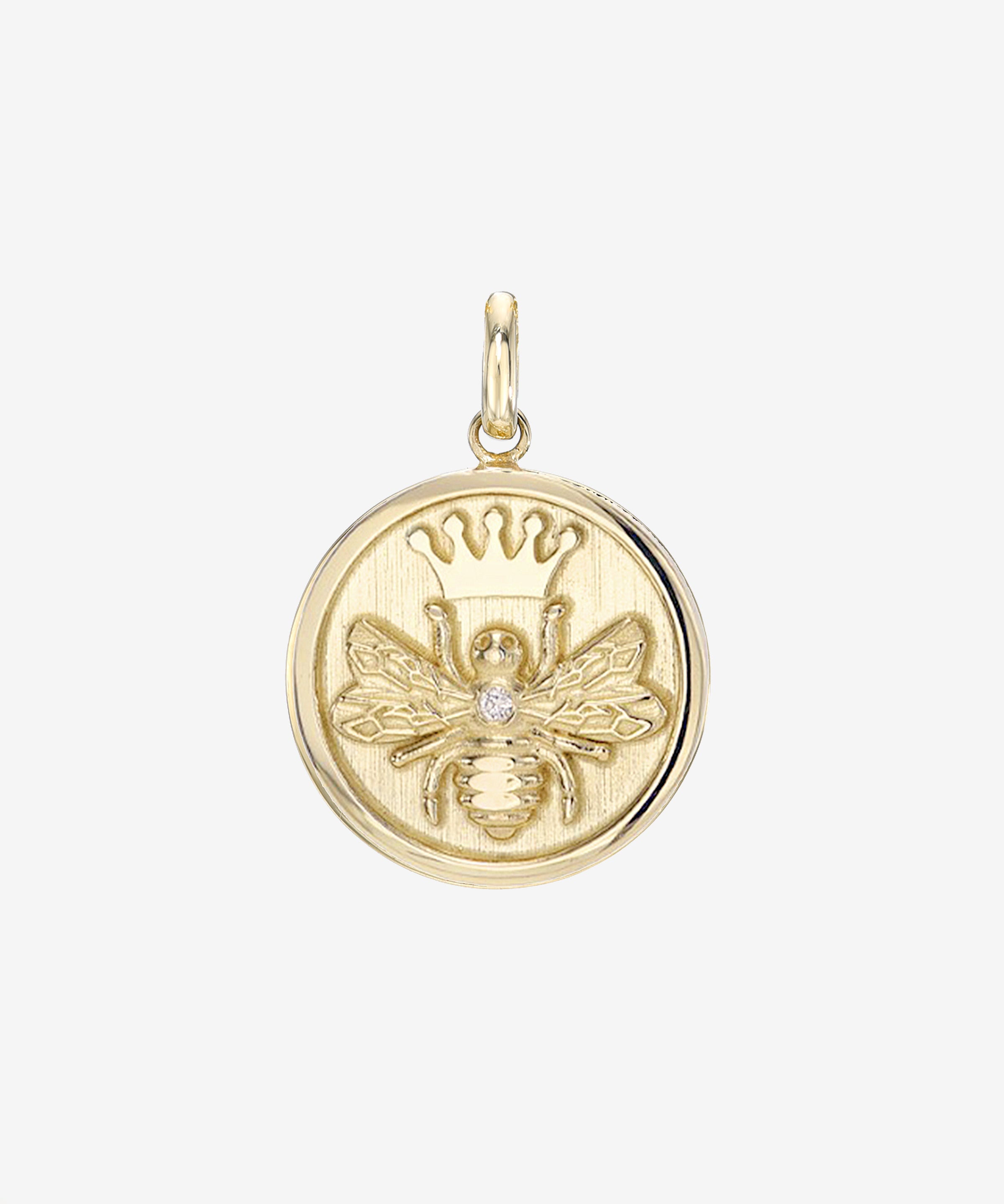 14k Gold Diamond Queen Bee Medallion Pendant Zoe Lev Jewelry