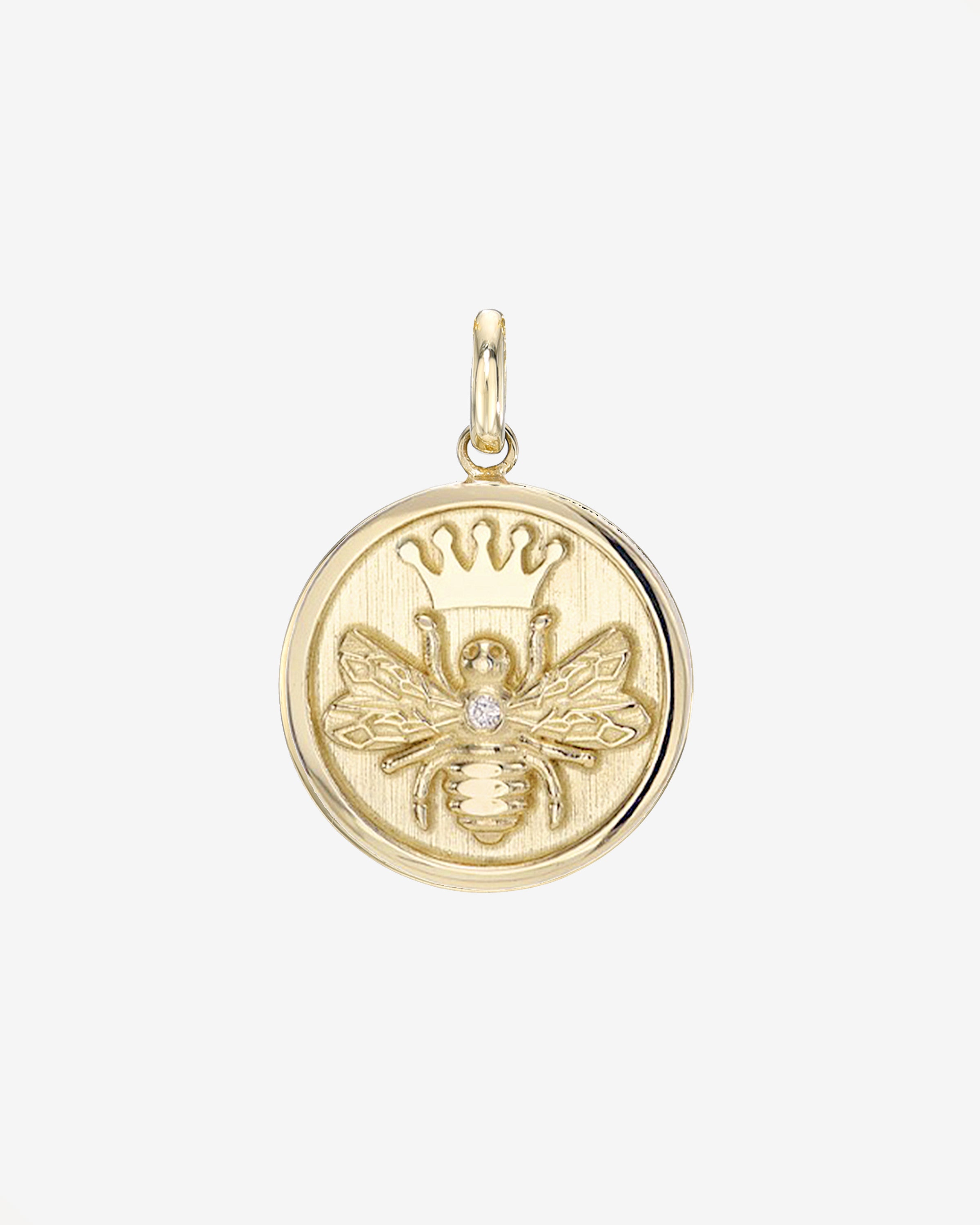 14k Gold Diamond Queen Bee Medallion Pendant Zoe Lev Jewelry