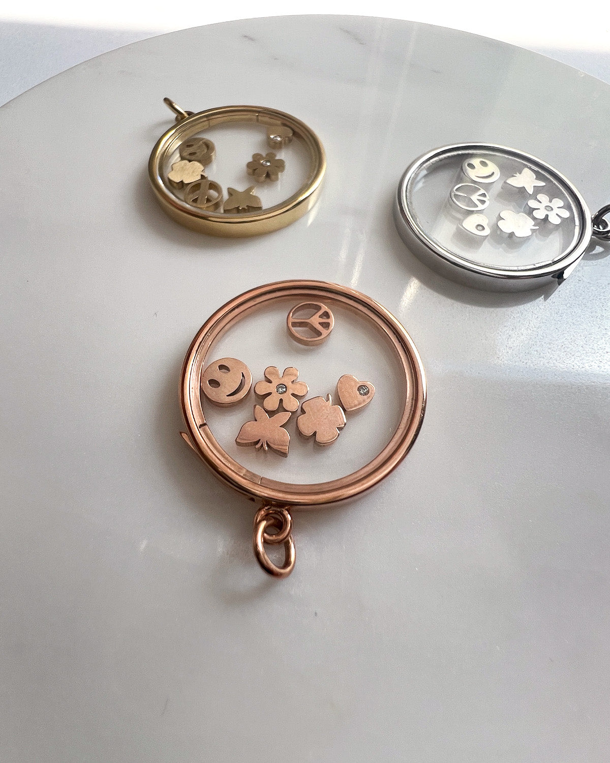 14K Rose Gold Charm Locket with Charms - Large SAMPLE SALE Zoe Lev Jewelry