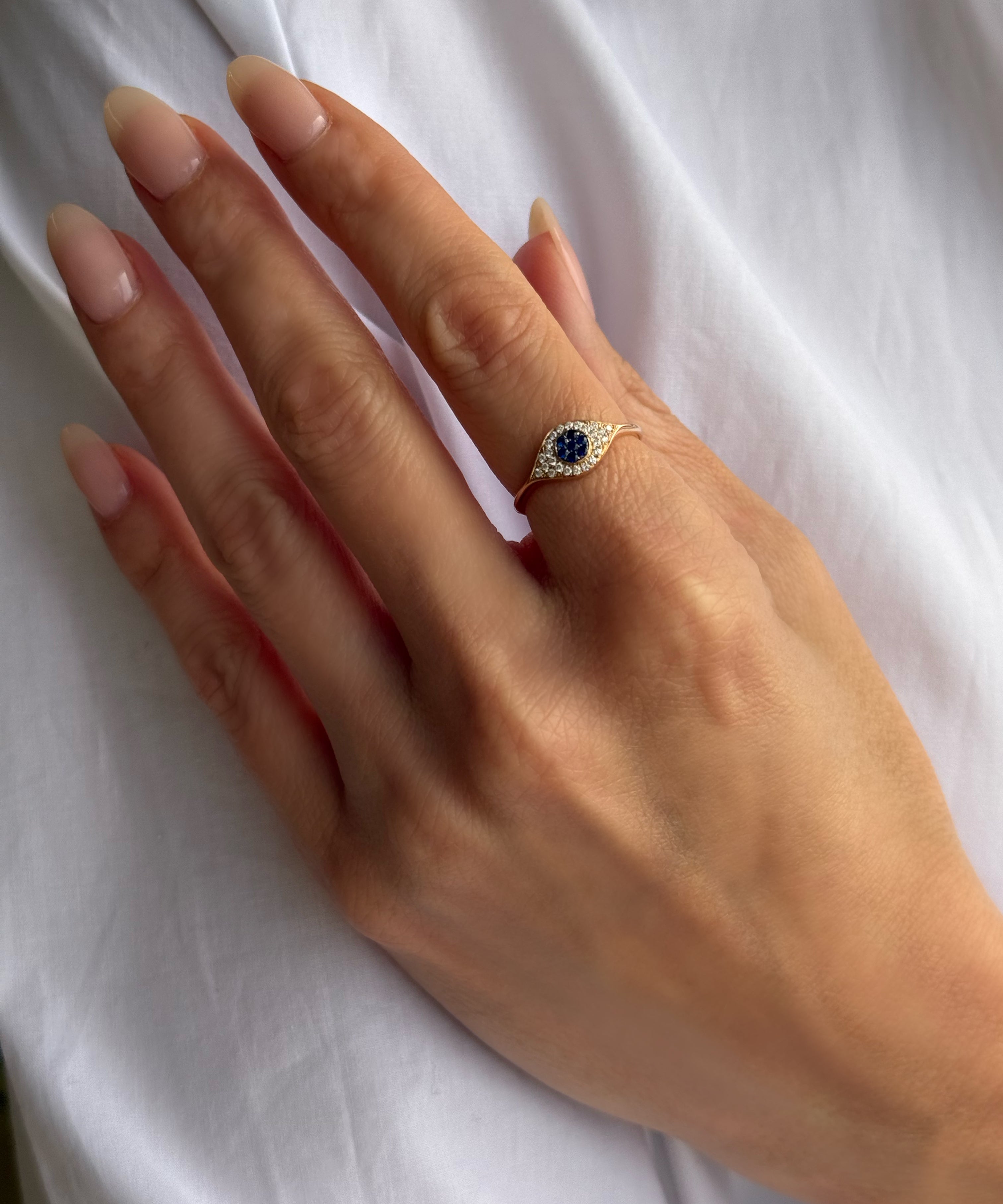 Diamond Evil Eye Ring - Size 6 SAMPLE SALE Zoe Lev Jewelry