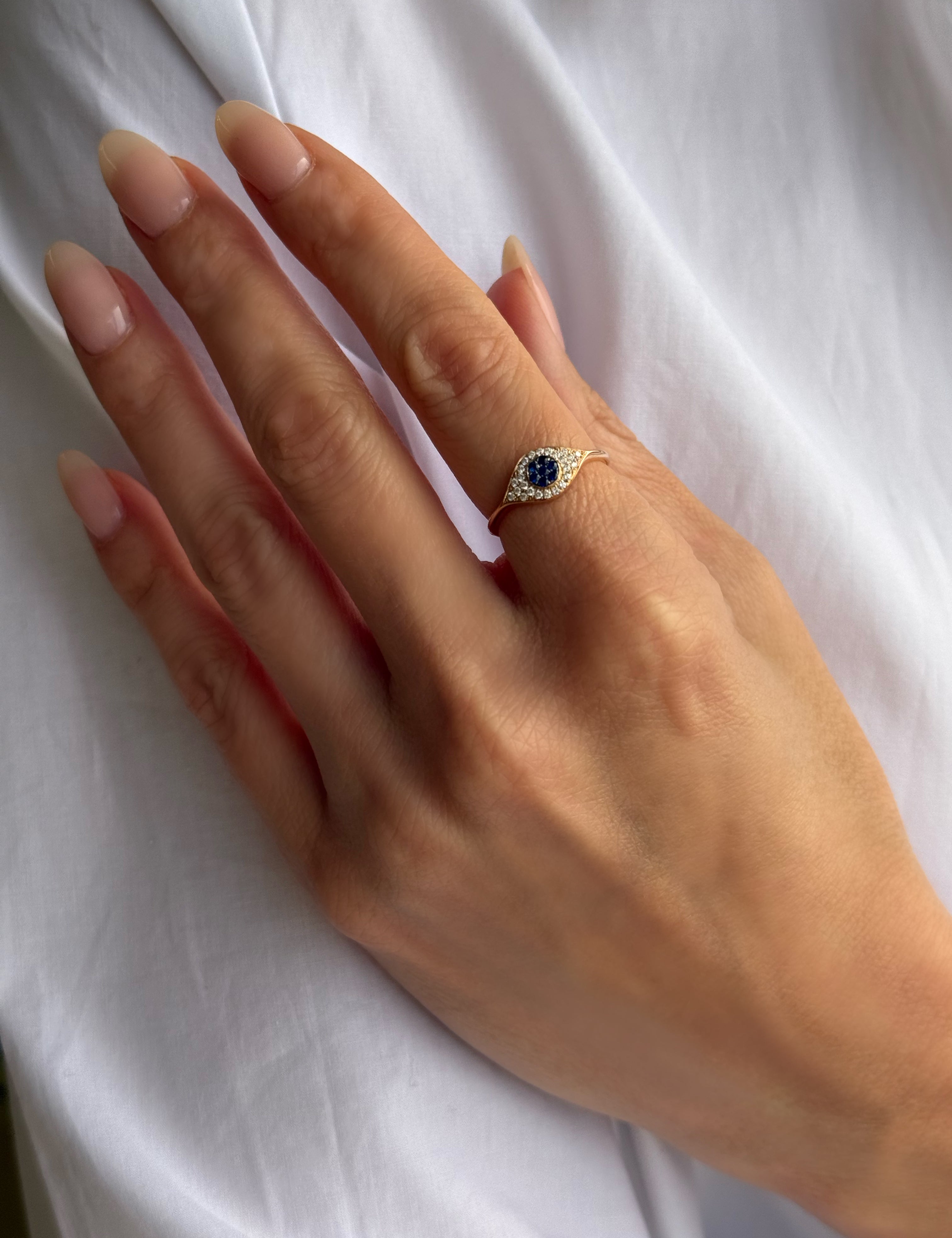 Diamond Evil Eye Ring - Size 6 SAMPLE SALE Zoe Lev Jewelry