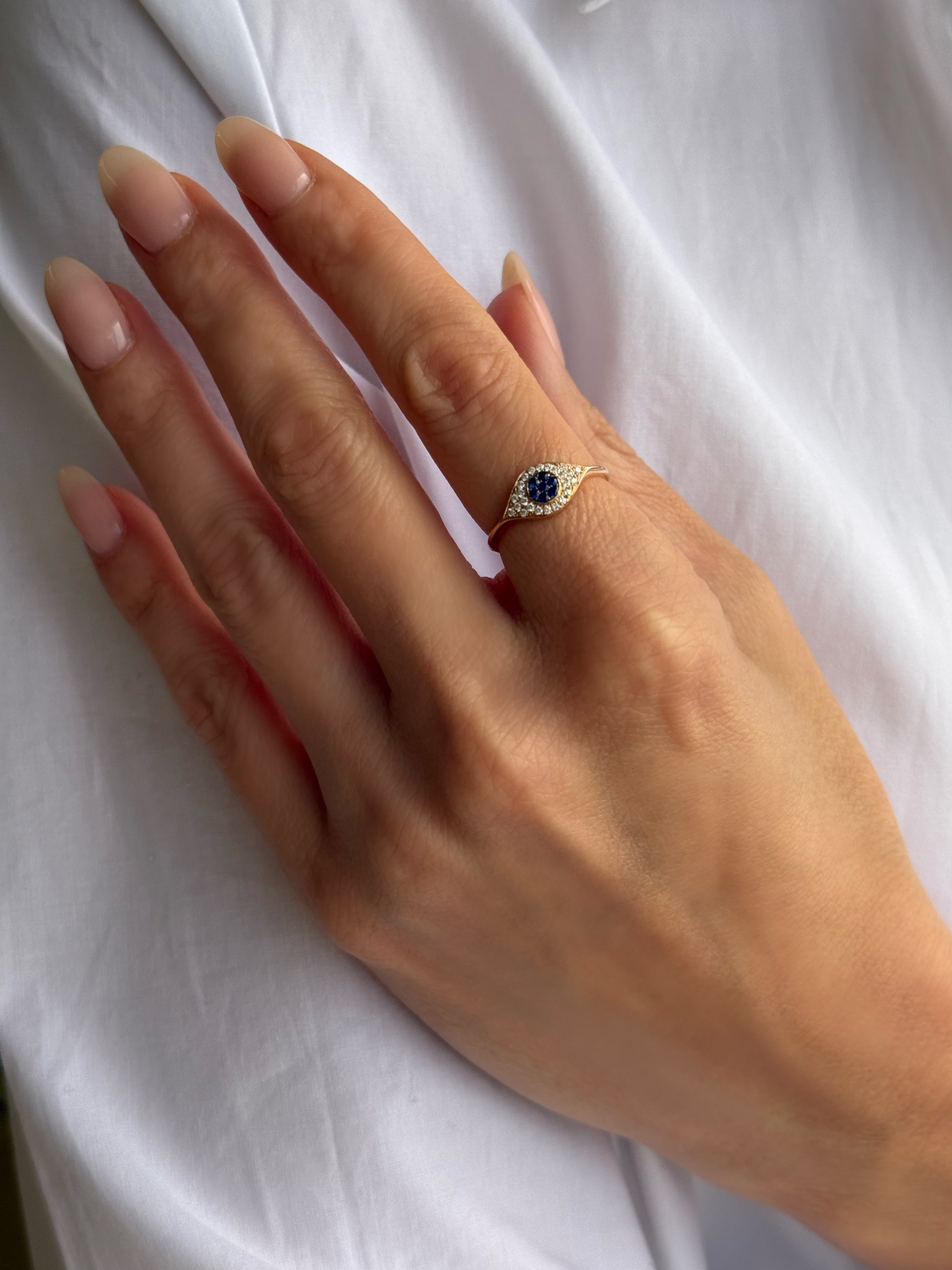 Diamond Evil Eye Ring - Size 6 SAMPLE SALE Zoe Lev Jewelry