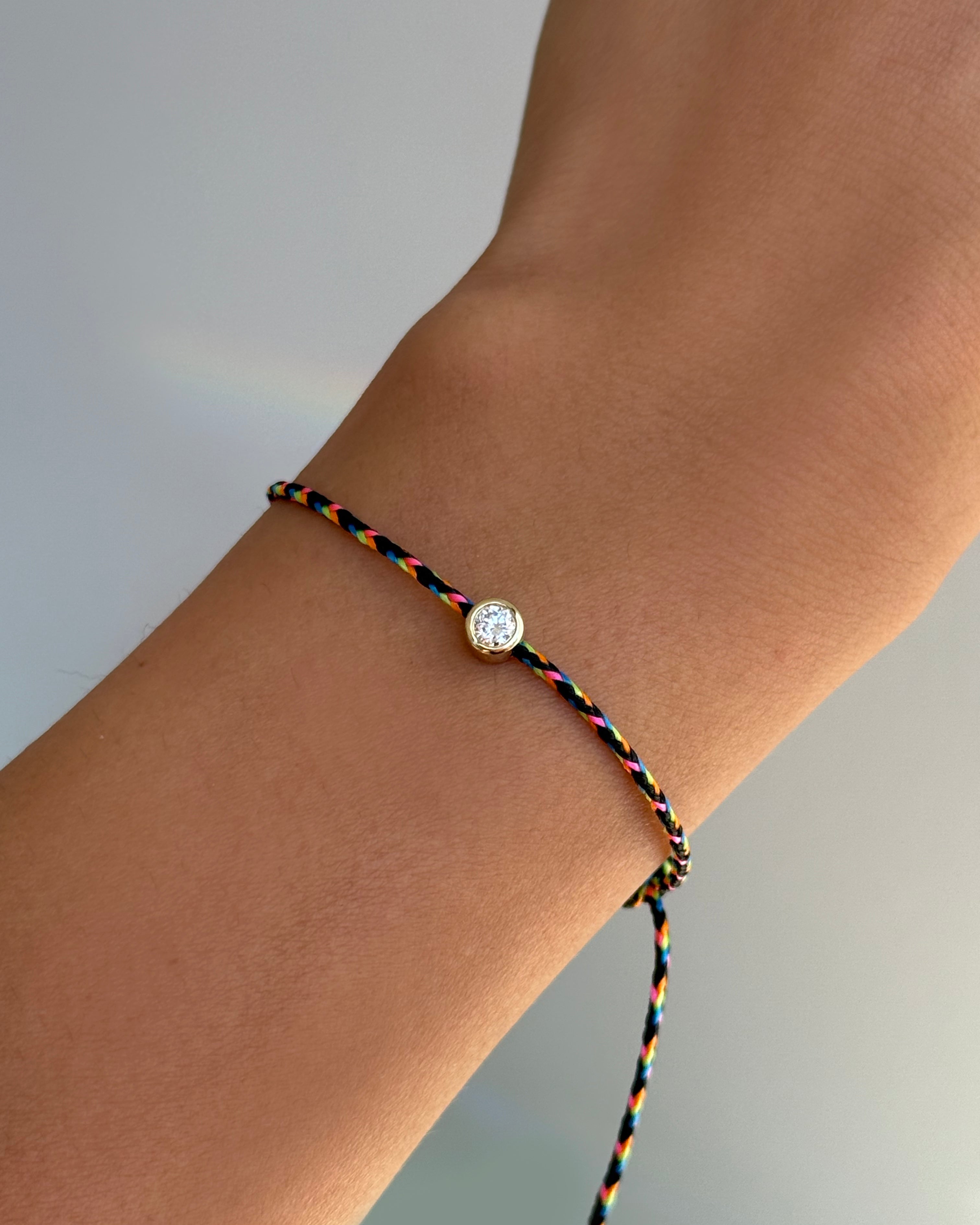 14k Gold Lab Diamond Bezel Paracord Fortune Bracelet Fortune Zoe Lev Jewelry