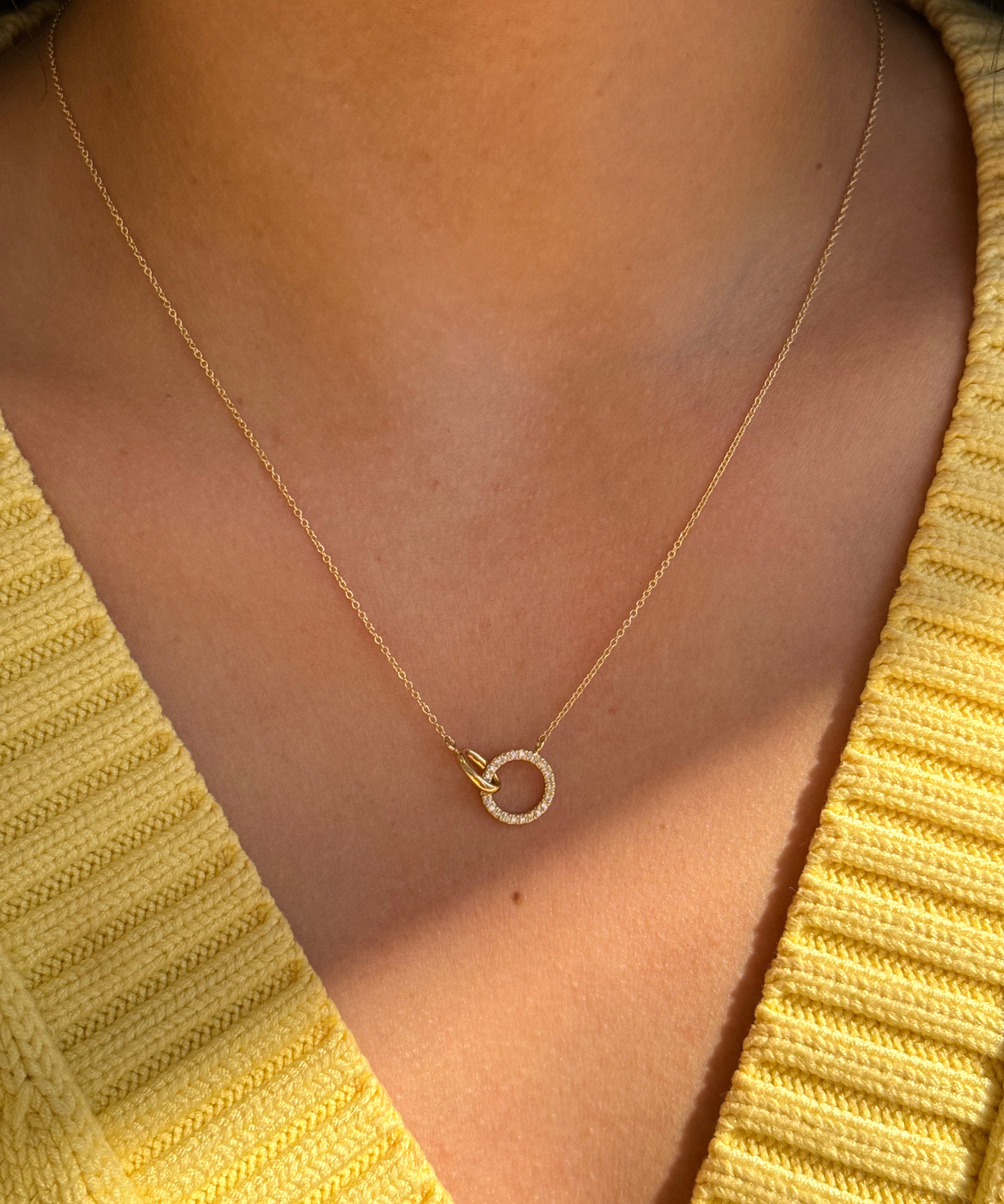 Linked Diamond Circle Necklace Zoe Lev Jewelry