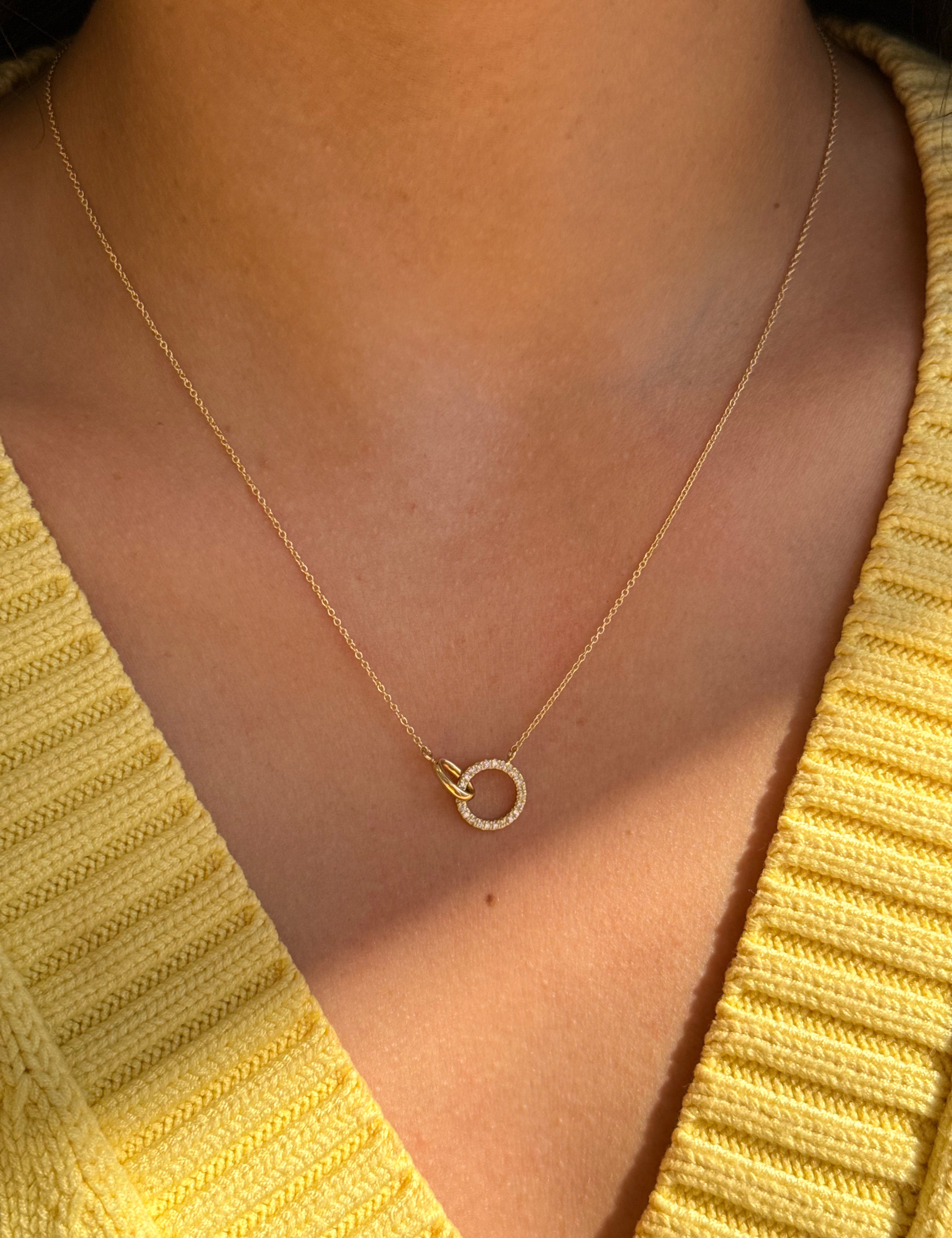 Linked Diamond Circle Necklace Zoe Lev Jewelry