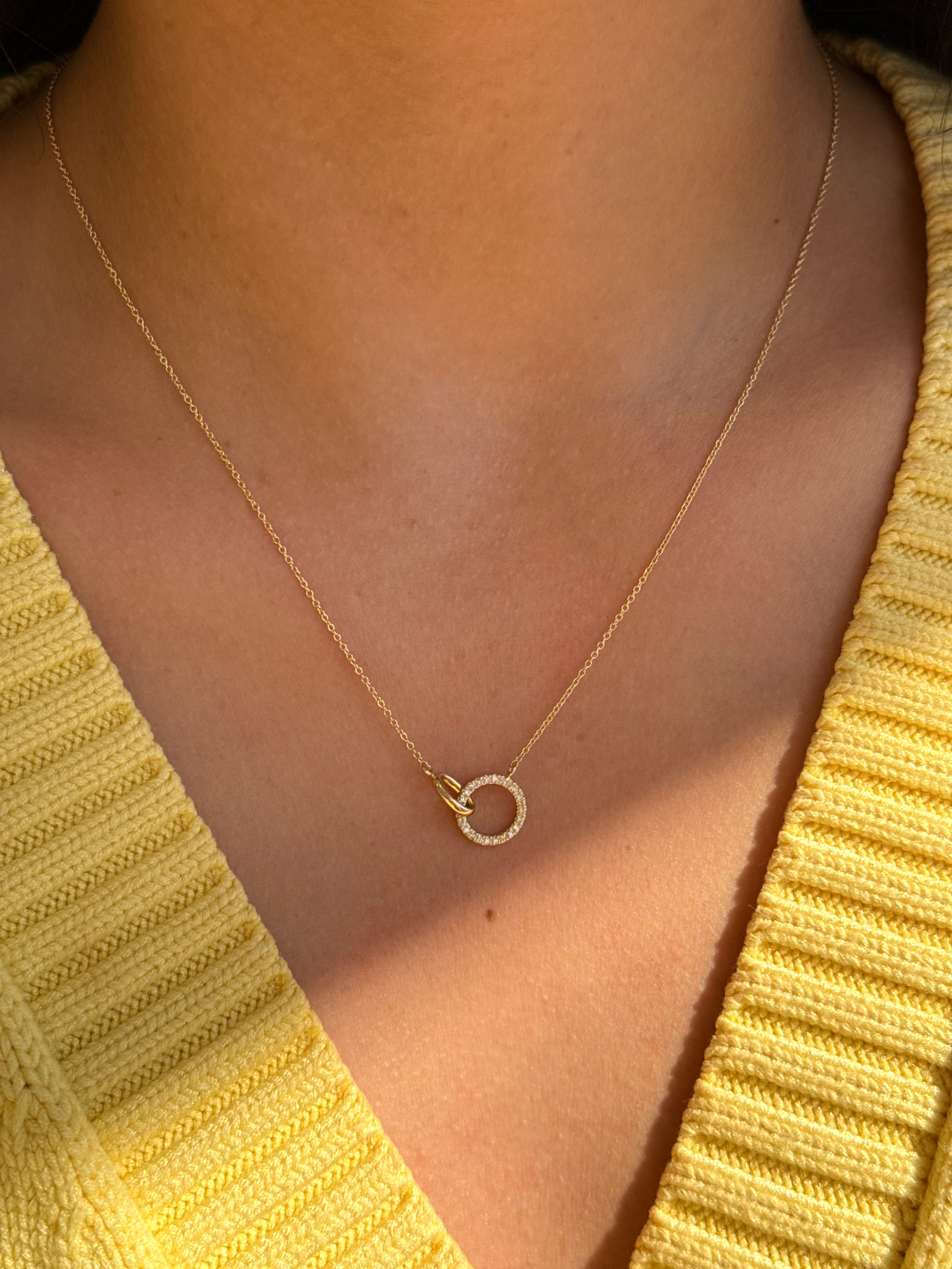 Linked Diamond Circle Necklace Zoe Lev Jewelry