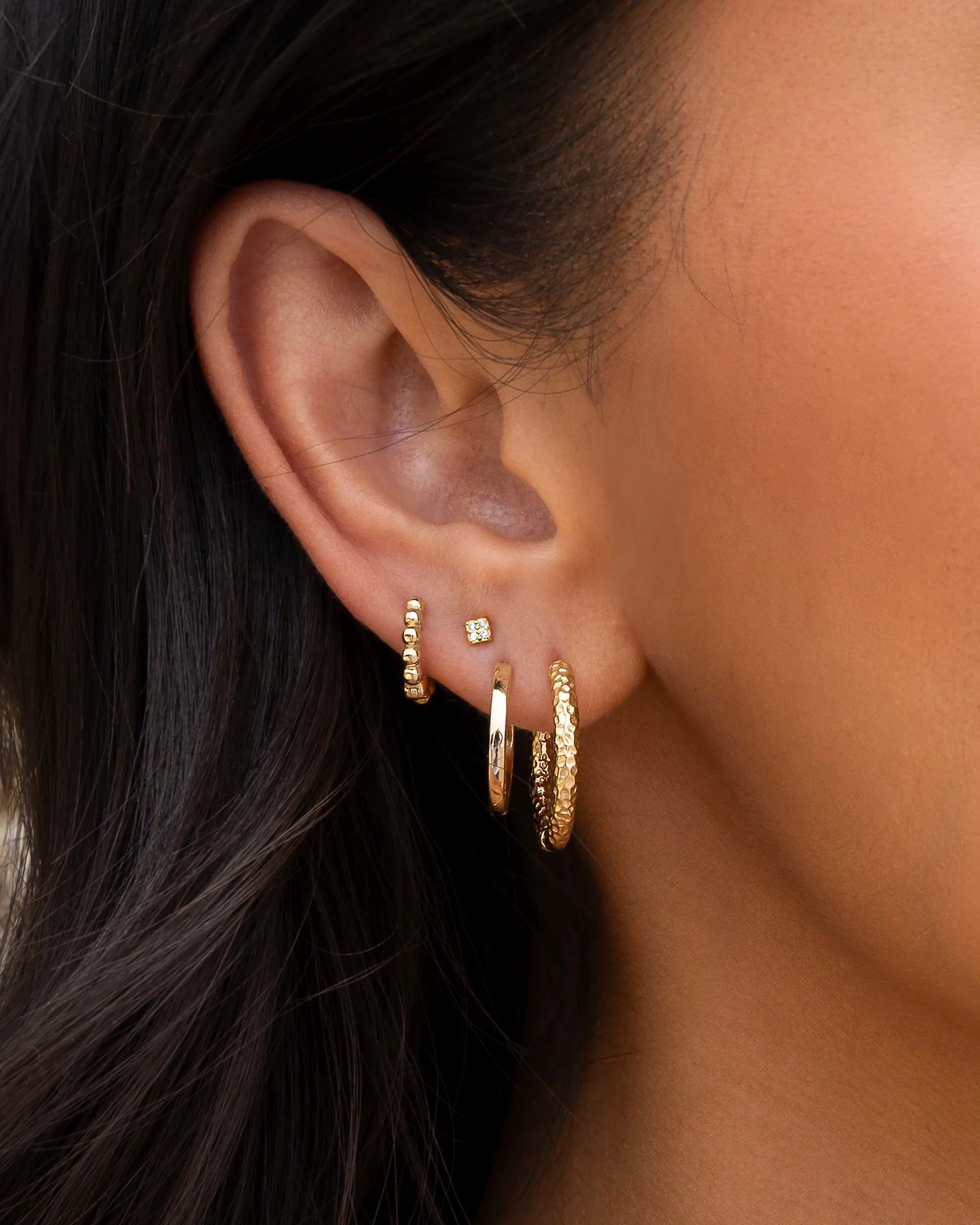 Textured Hoop Earrings Vermeil Zoe Lev Jewelry