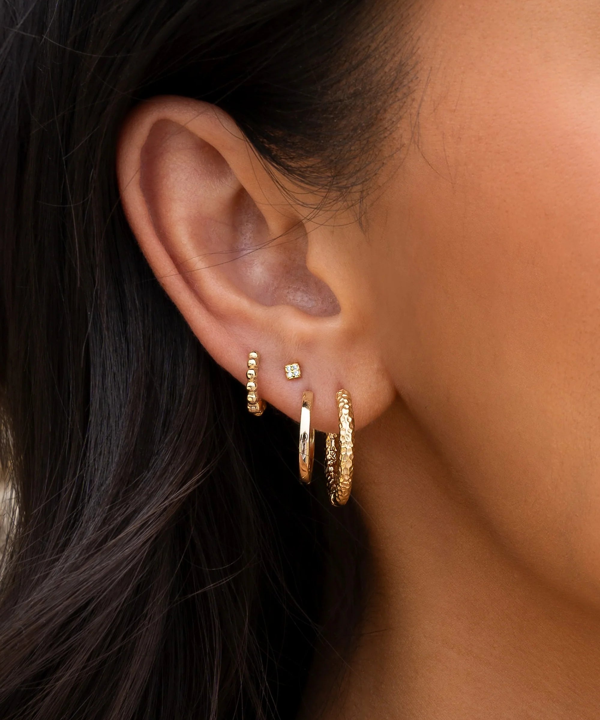 Beaded Huggie Earrings Vermeil Zoe Lev Jewelry