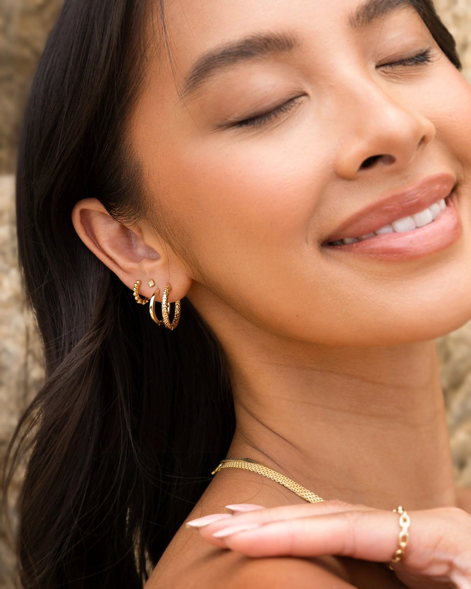 Textured Hoop Earrings Vermeil Zoe Lev Jewelry