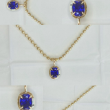 14k Gold Oval Lab Sapphire Pendant Zoe Lev Jewelry