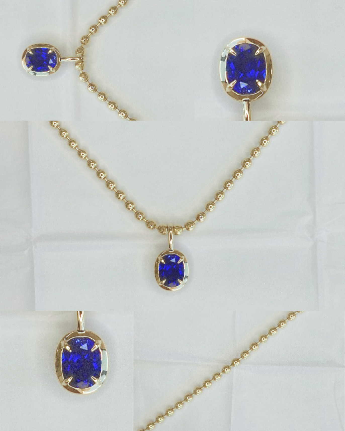 14k Gold Oval Lab Sapphire Pendant Zoe Lev Jewelry