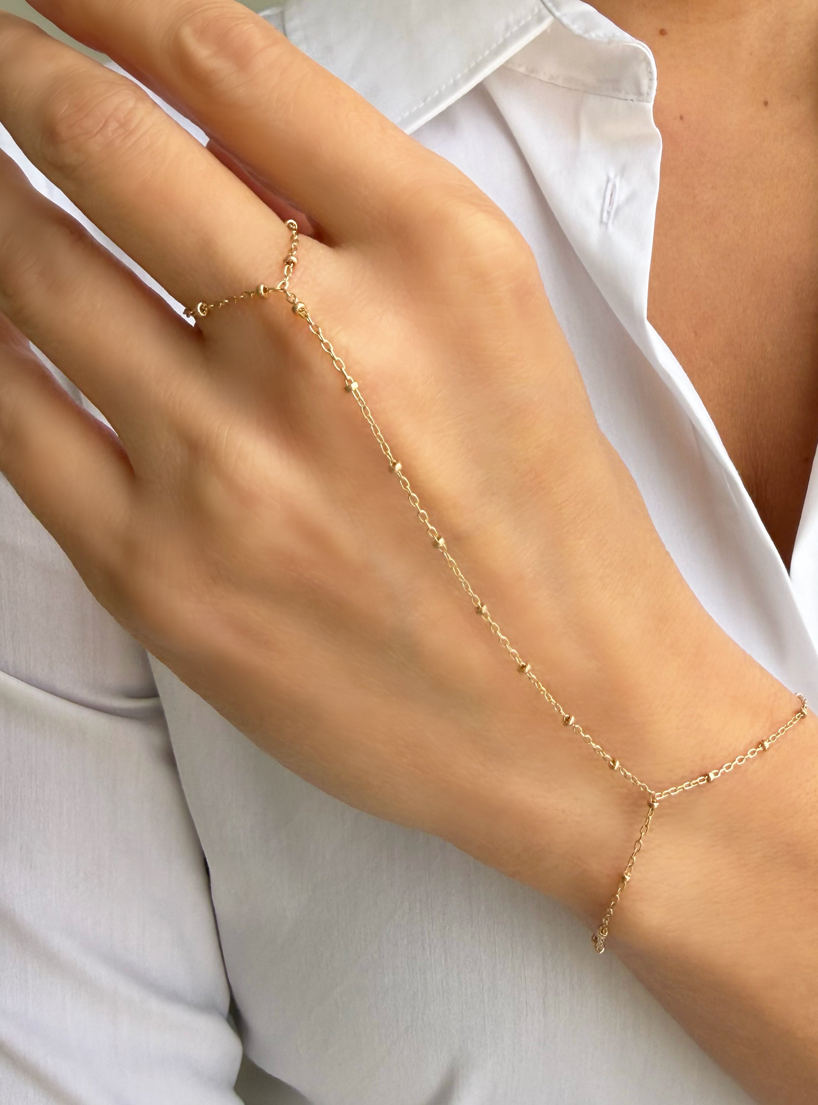 Gold Segment Hand Chain Hand Chain Zoe Lev Jewelry
