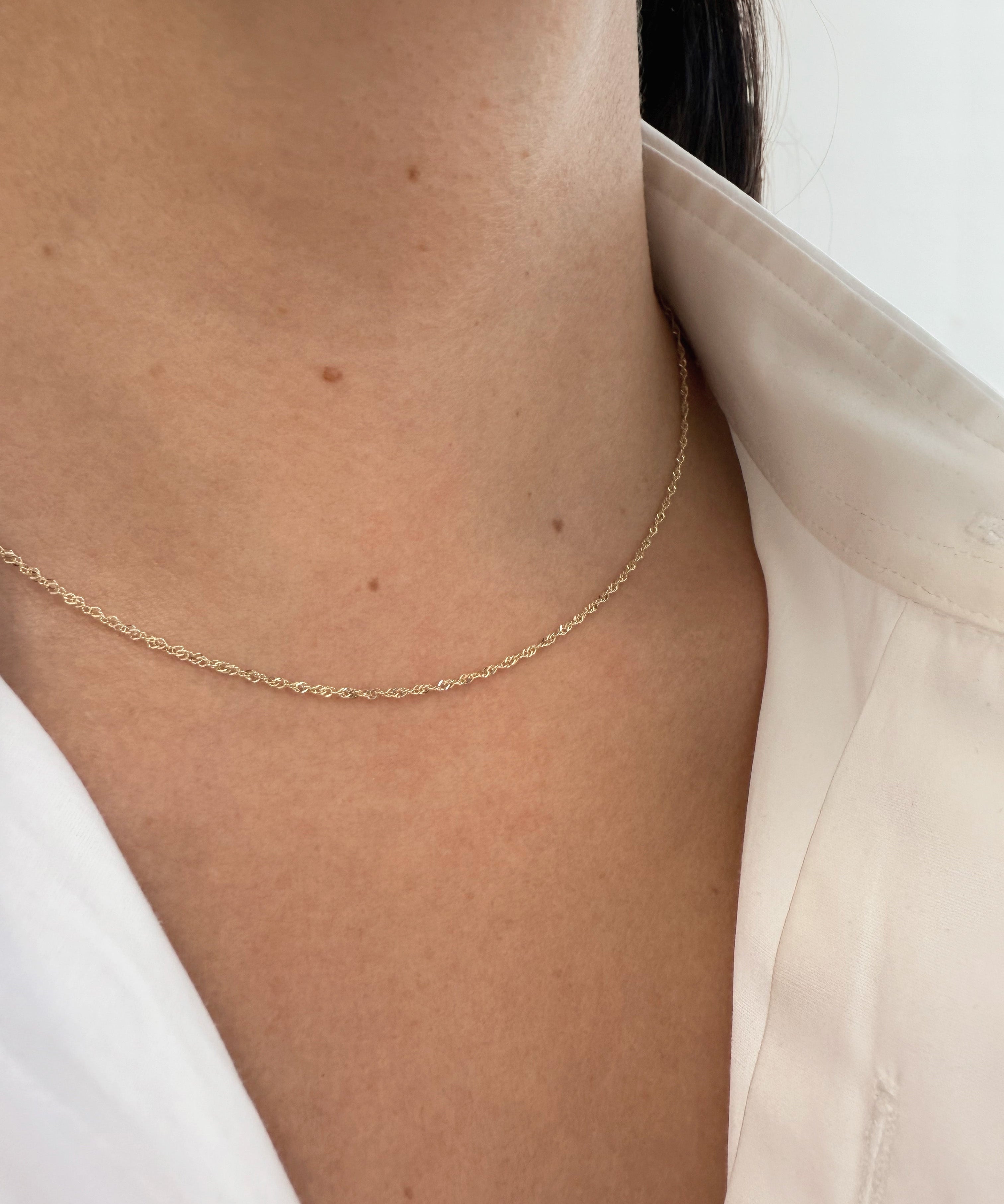 14k Gold Tiny Singapore Chain Necklace Chains Zoe Lev Jewelry