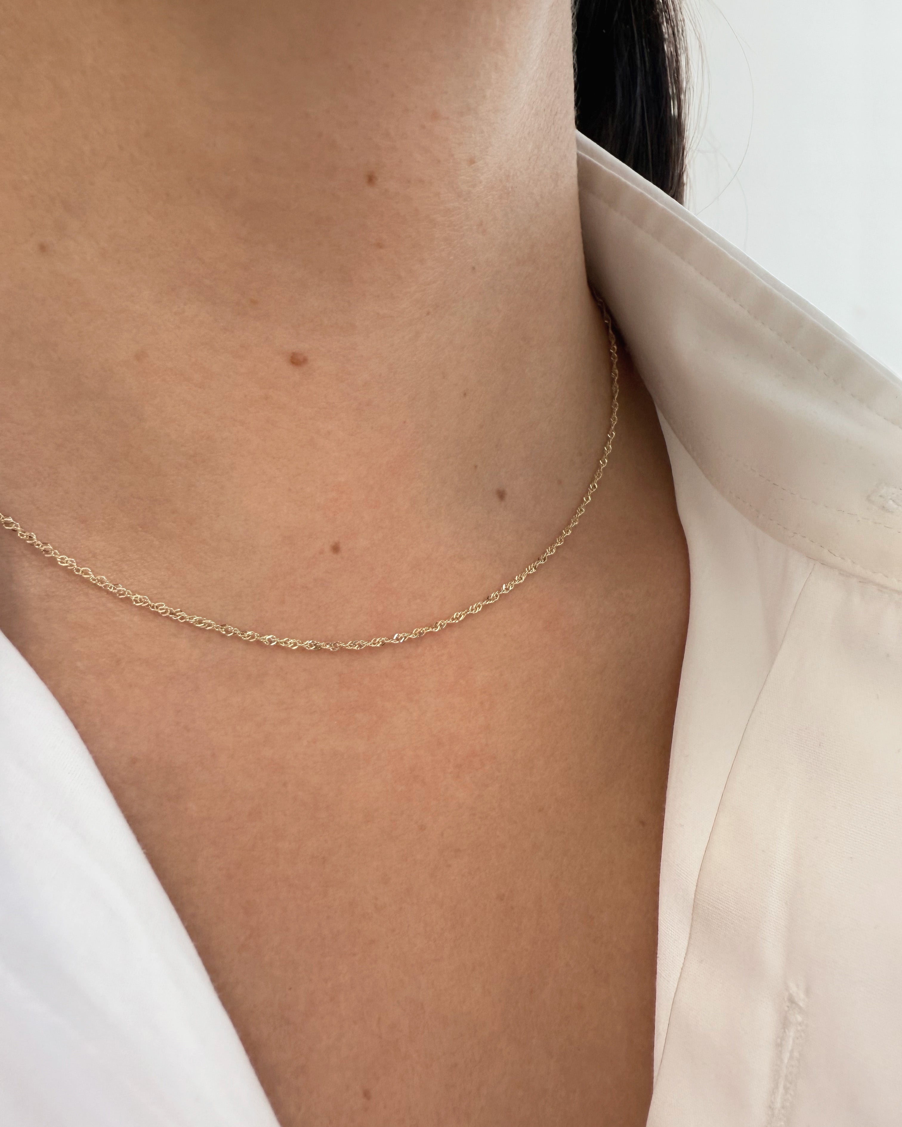 14k Gold Tiny Singapore Chain Necklace Chains Zoe Lev Jewelry