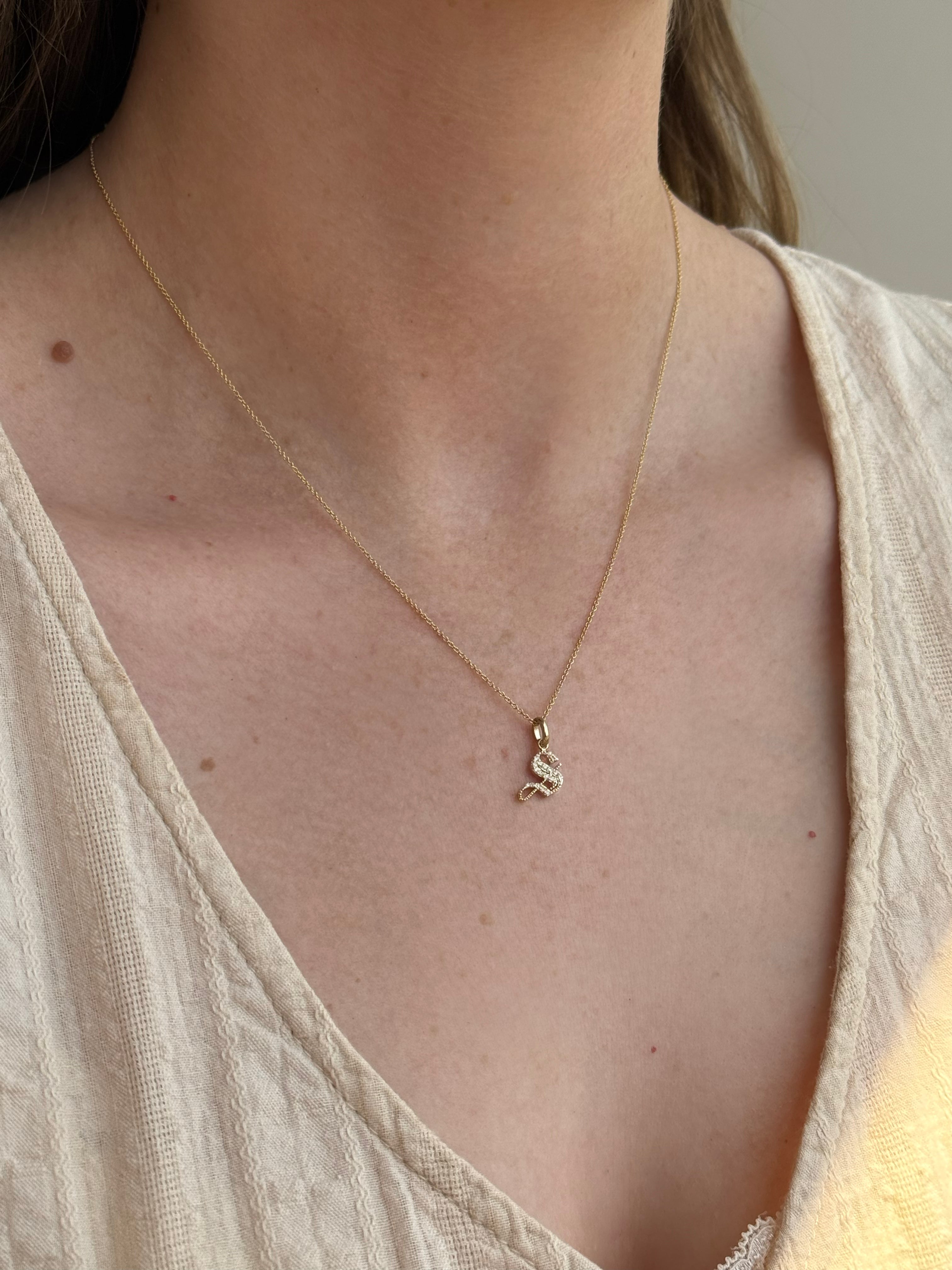 Diamond Gothic Initial Necklace Personalized Zoe Lev Jewelry