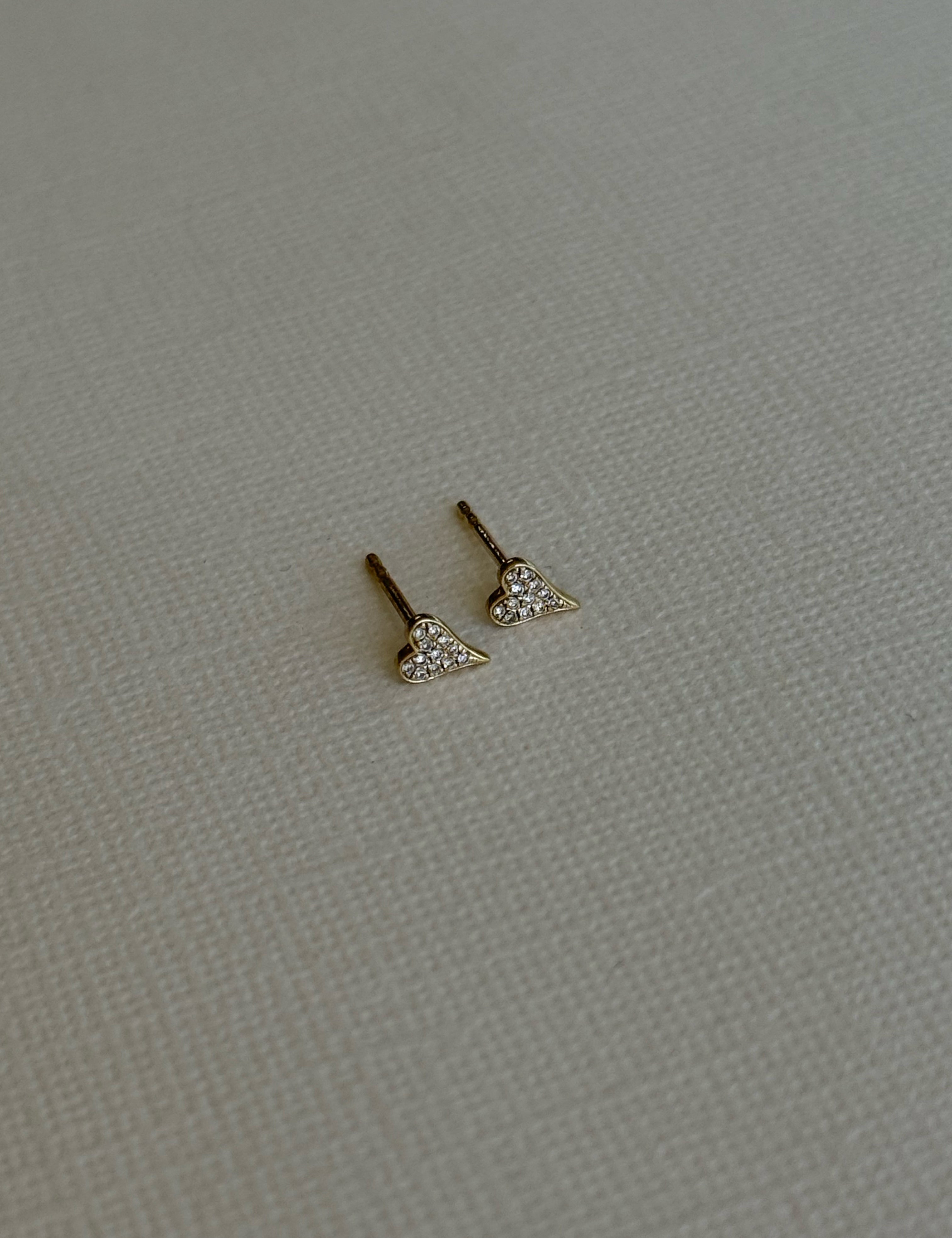 Small Pave Diamond Heart Studs - Pair SAMPLE SALE Zoe Lev Jewelry