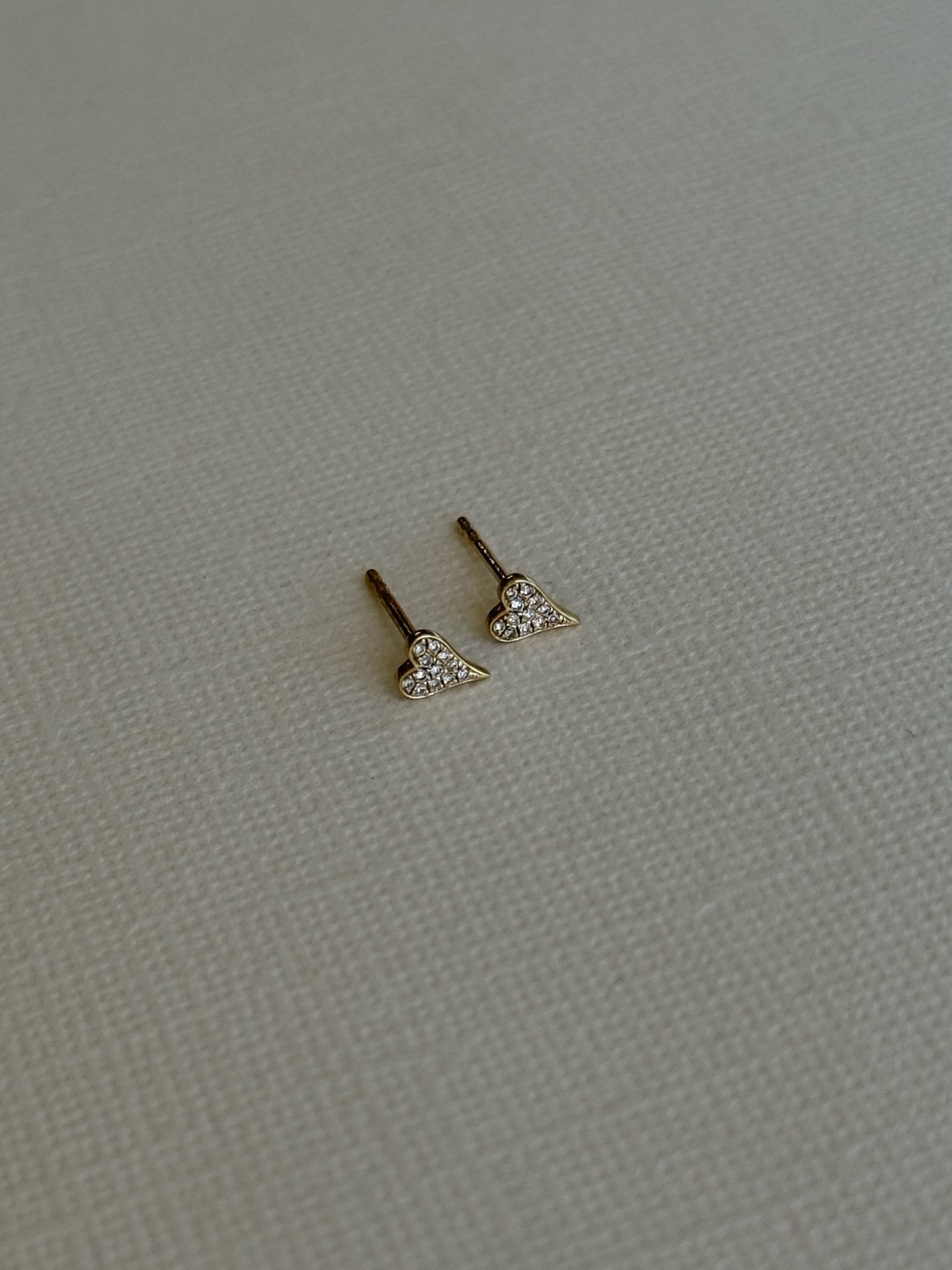 Small Pave Diamond Heart Studs - Pair SAMPLE SALE Zoe Lev Jewelry