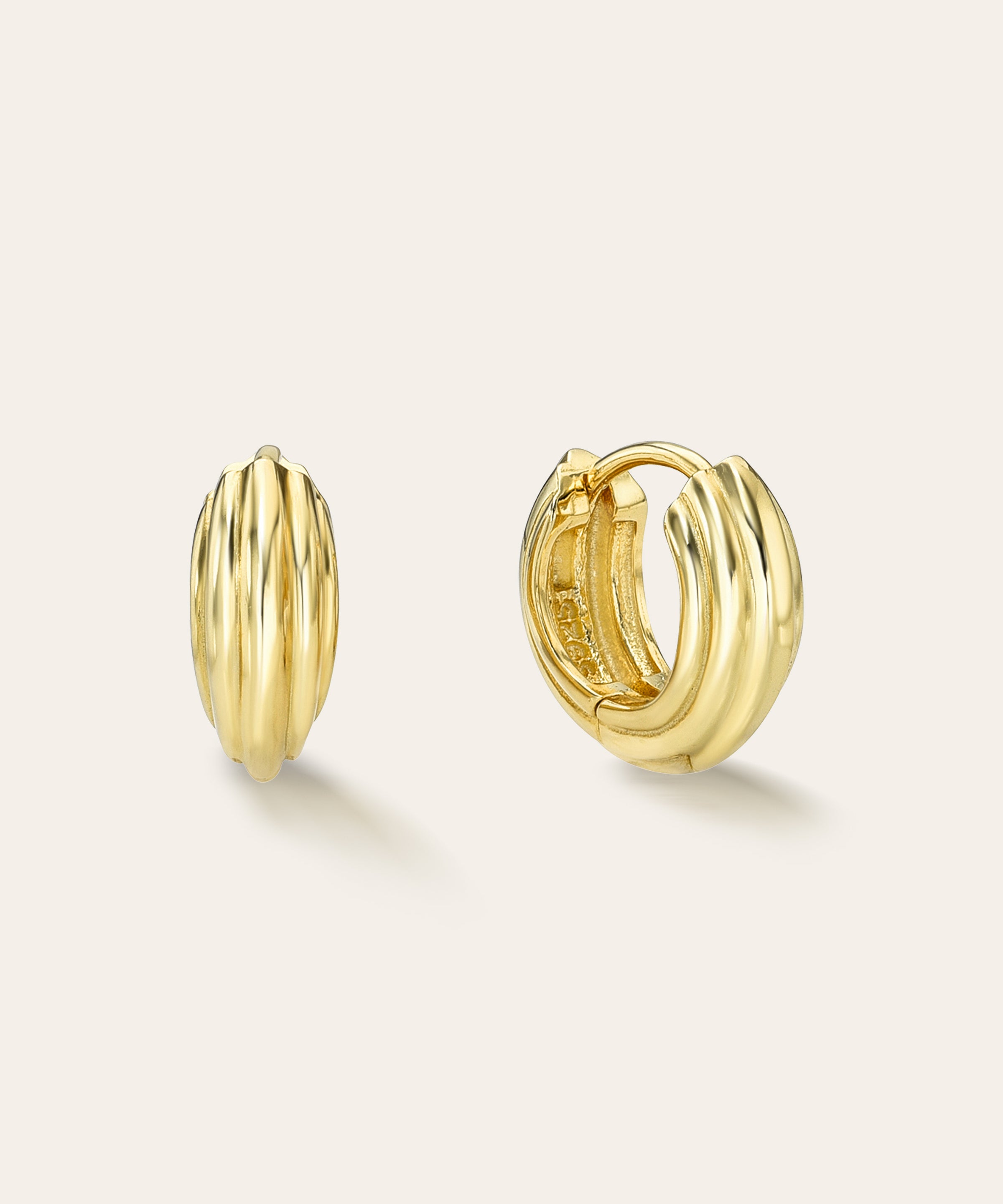 Small Ribbed Huggie Earrings Vermeil Zoe Lev Jewelry