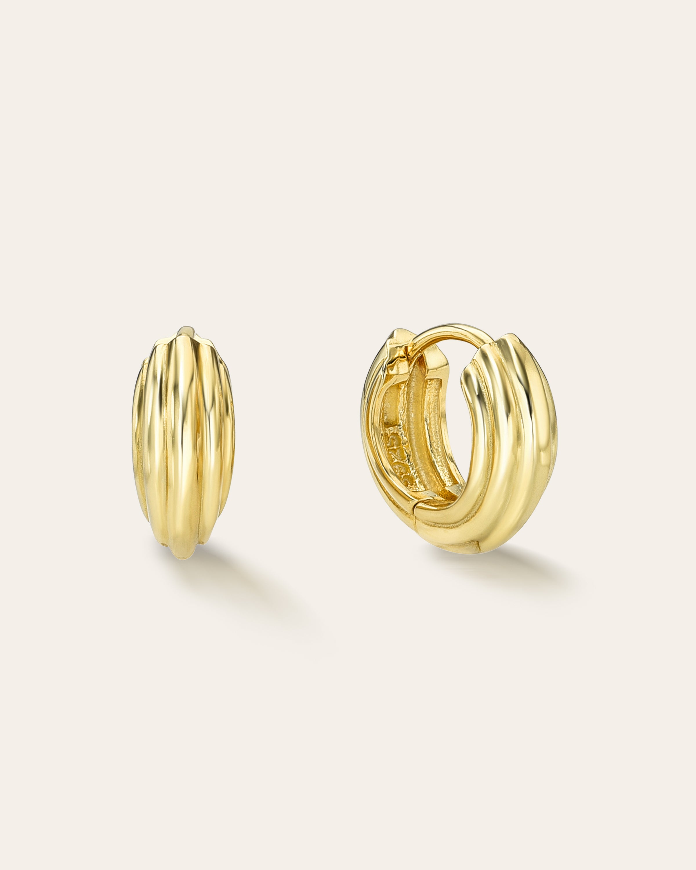 Small Ribbed Huggie Earrings Vermeil Zoe Lev Jewelry