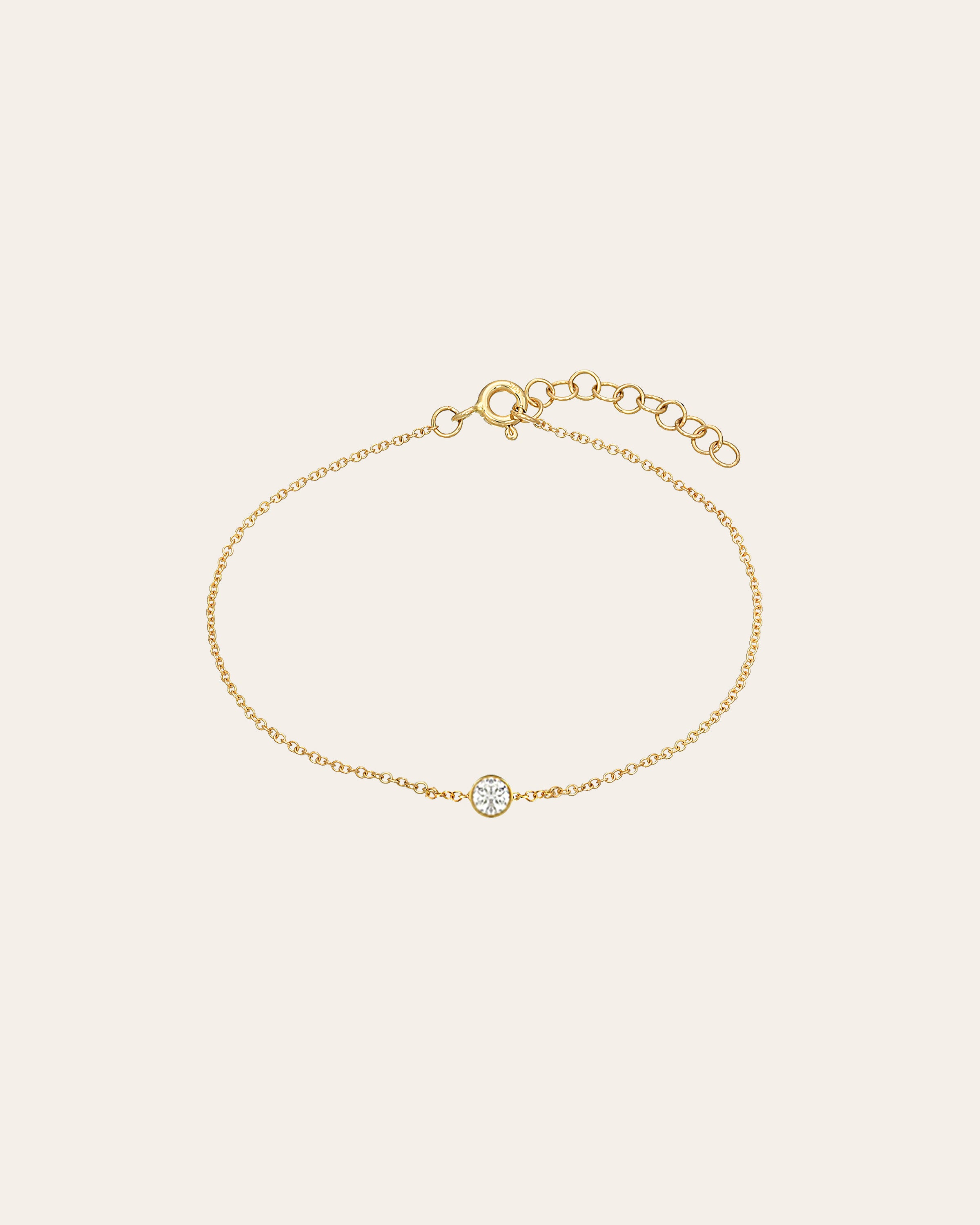 Small Lab Diamond Bezel Bracelet - 6.5"-7" SAMPLE SALE Zoe Lev Jewelry
