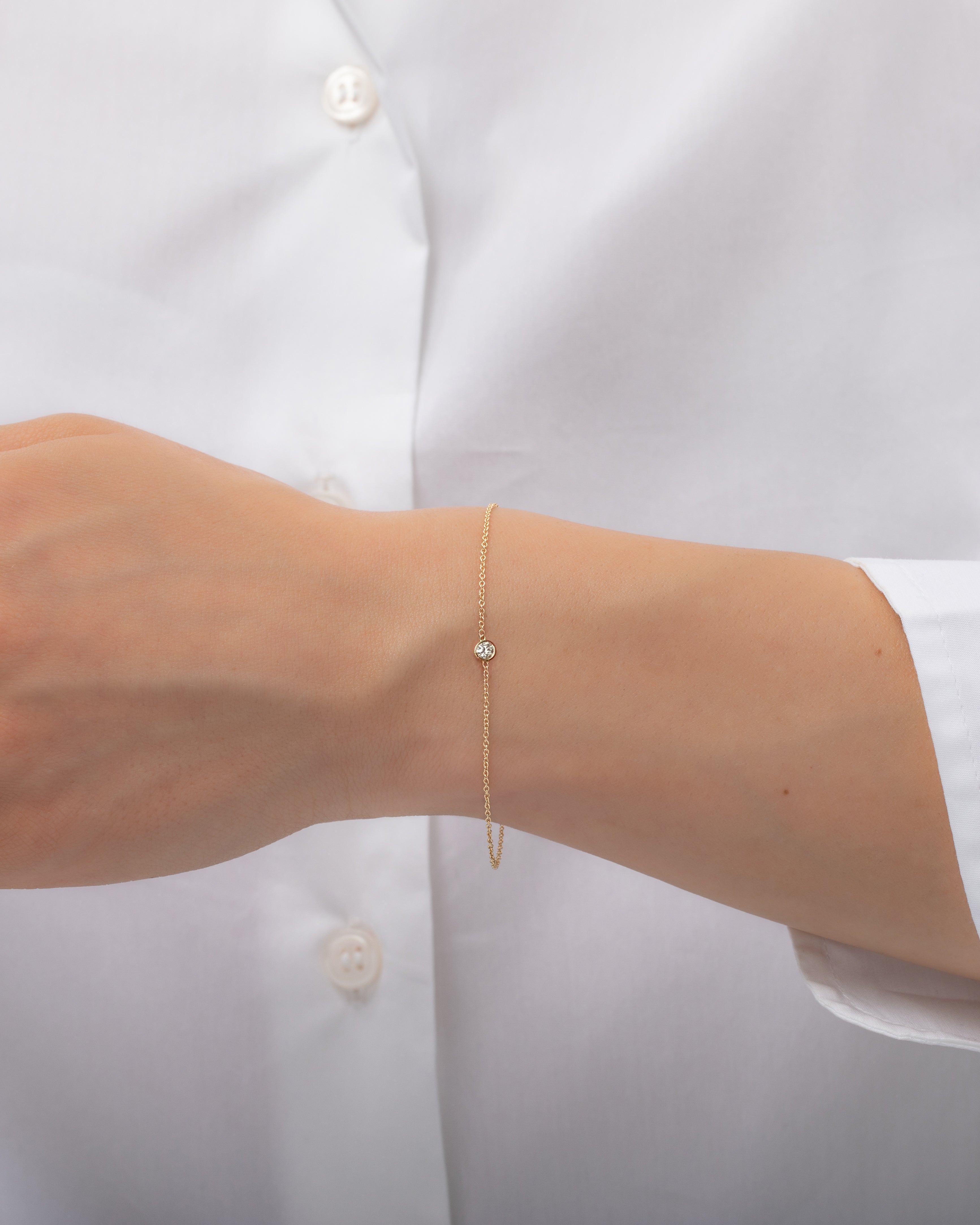 Small Lab Diamond Bezel Bracelet - 6.5"-7" SAMPLE SALE Zoe Lev Jewelry