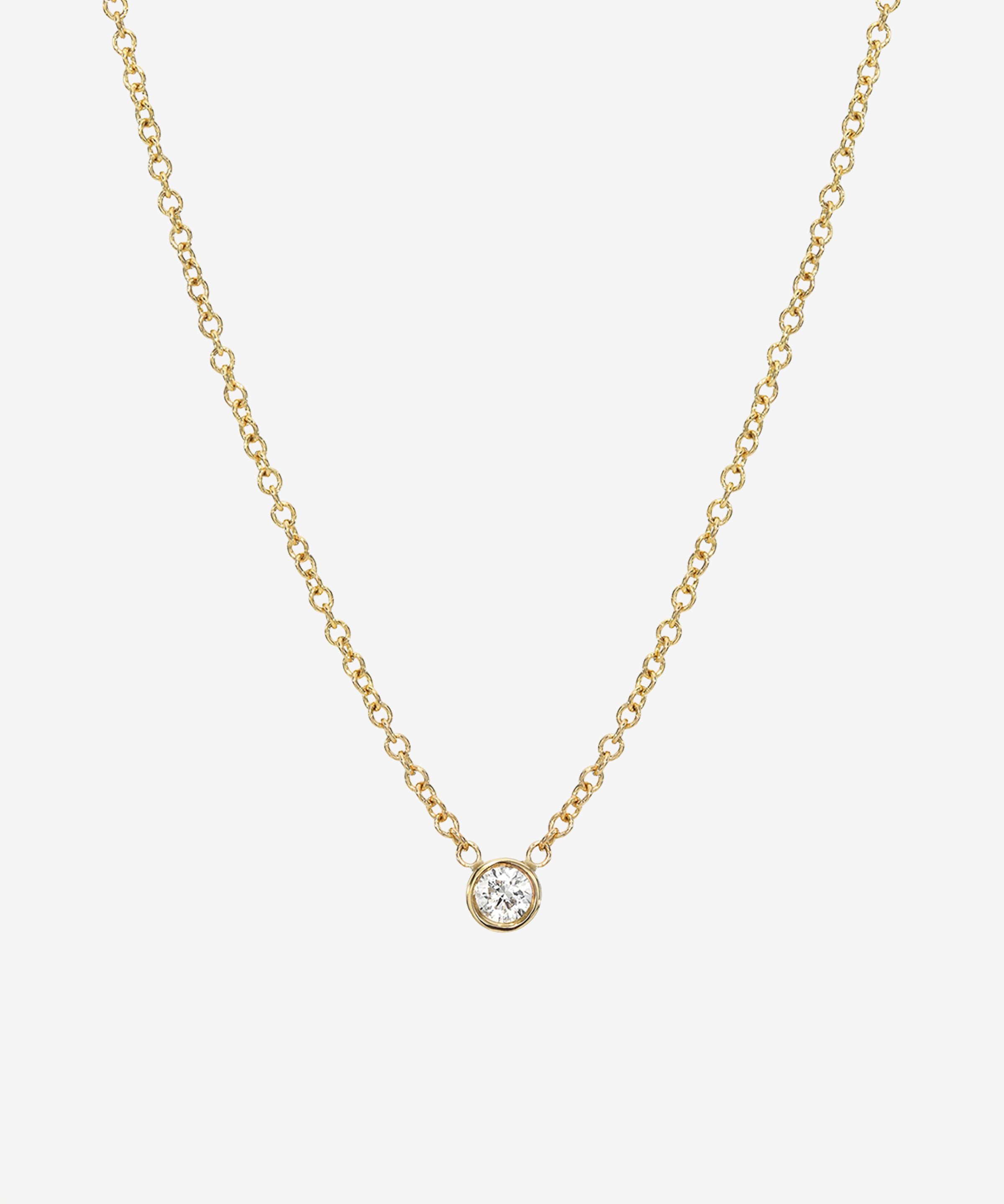 Small Bezel Diamond Necklace Zoe Lev Jewelry