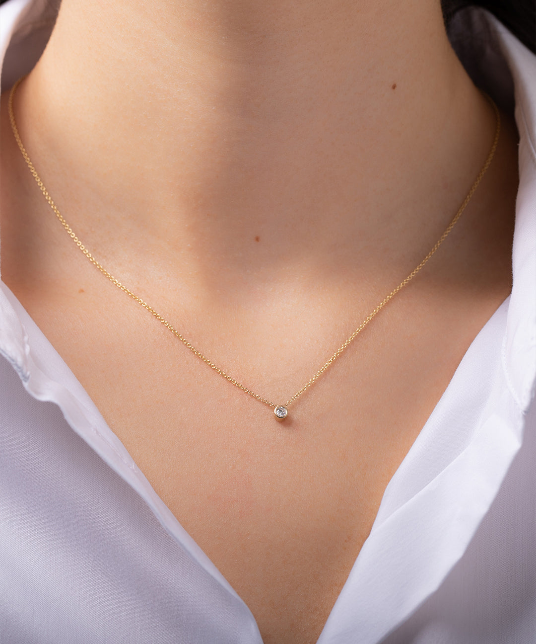 Small Bezel Diamond Necklace Zoe Lev Jewelry