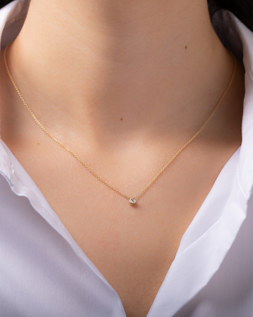 Small Bezel Diamond Necklace Zoe Lev Jewelry