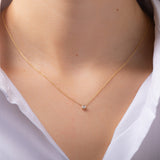 Small Bezel Diamond Necklace Zoe Lev Jewelry