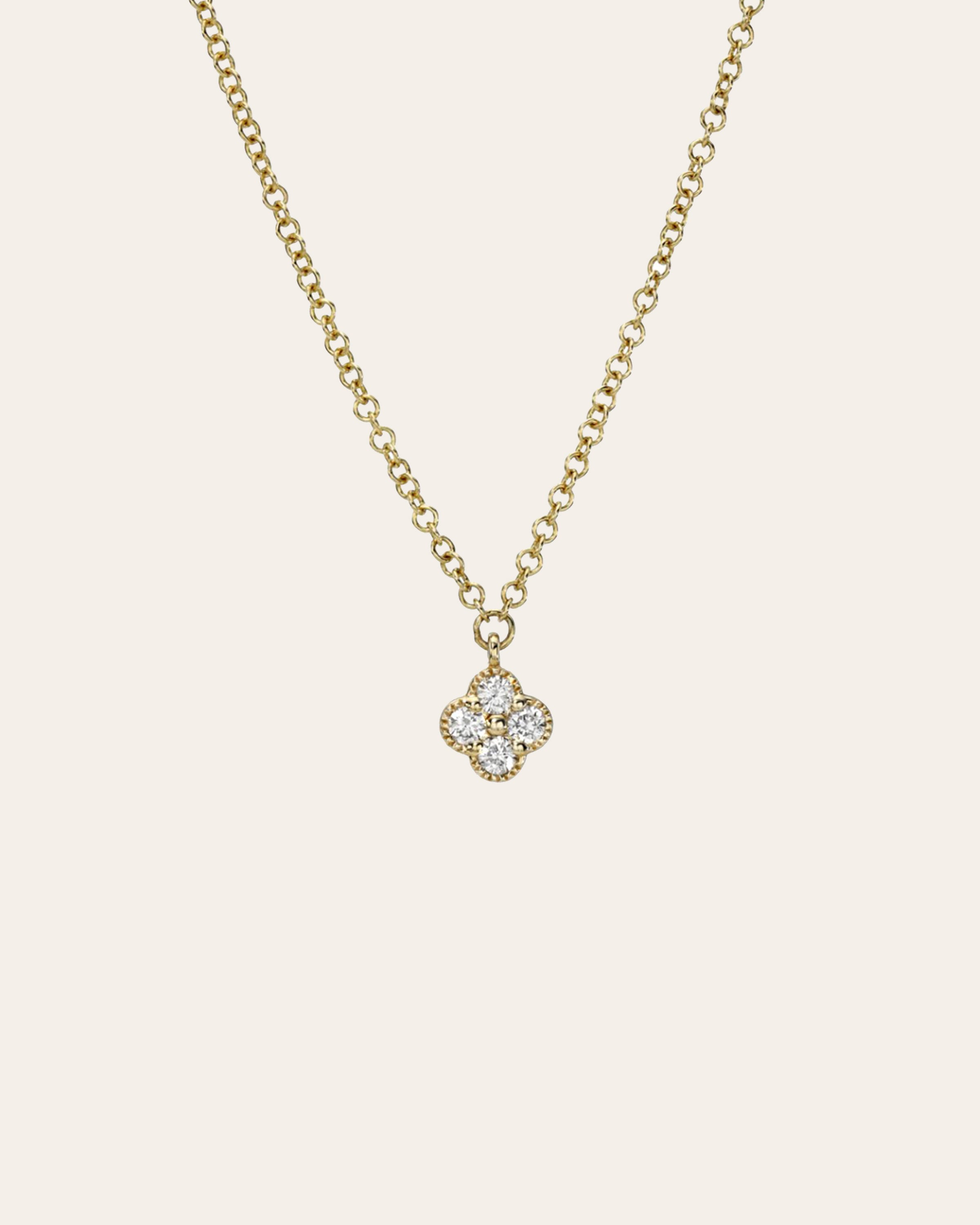 Small Diamond Clover Necklace SAMPLE SALE Zoe Lev Jewelry