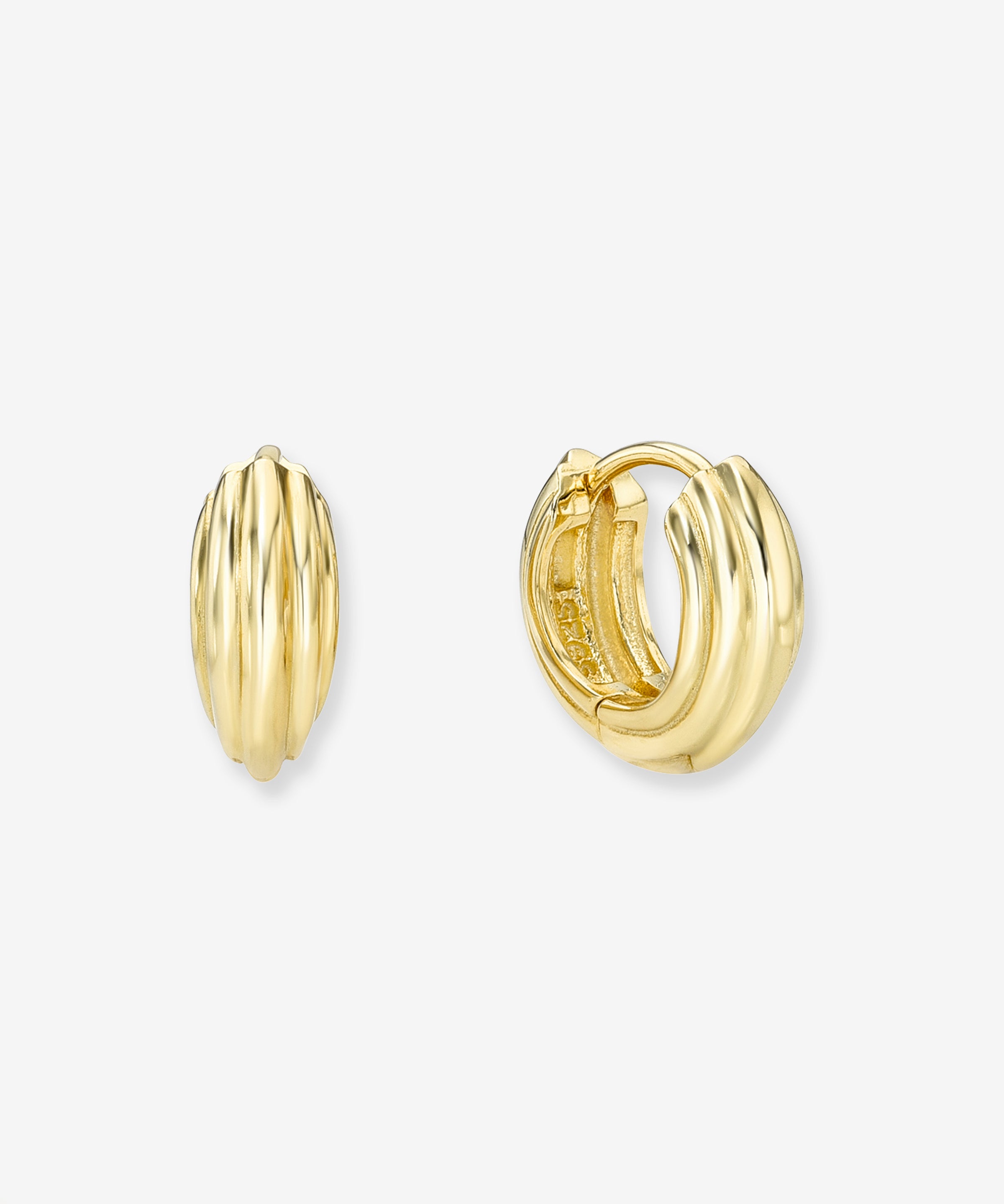 Small Ribbed Huggie Earrings Vermeil Zoe Lev Jewelry