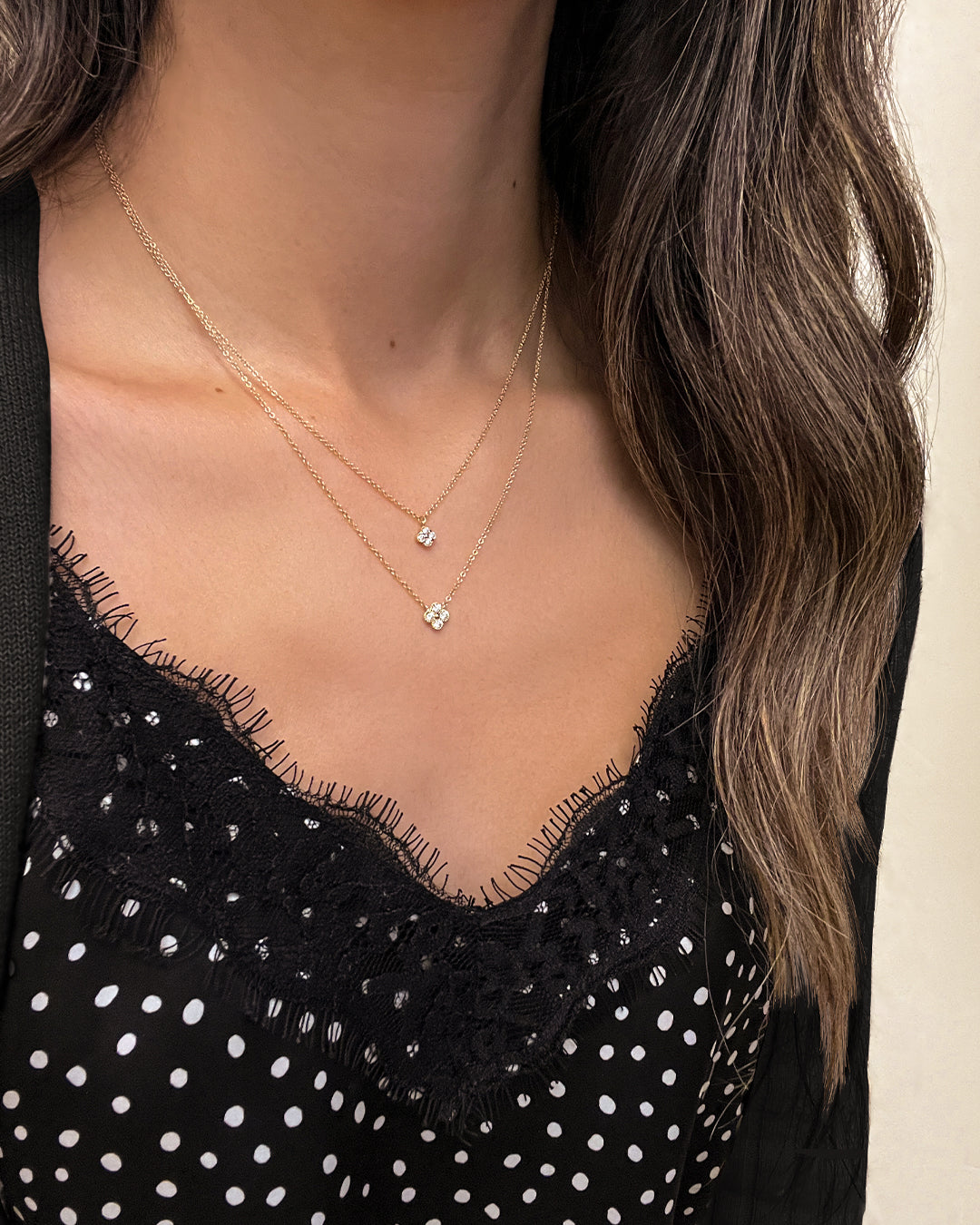 Small Diamond Clover Necklace SAMPLE SALE Zoe Lev Jewelry
