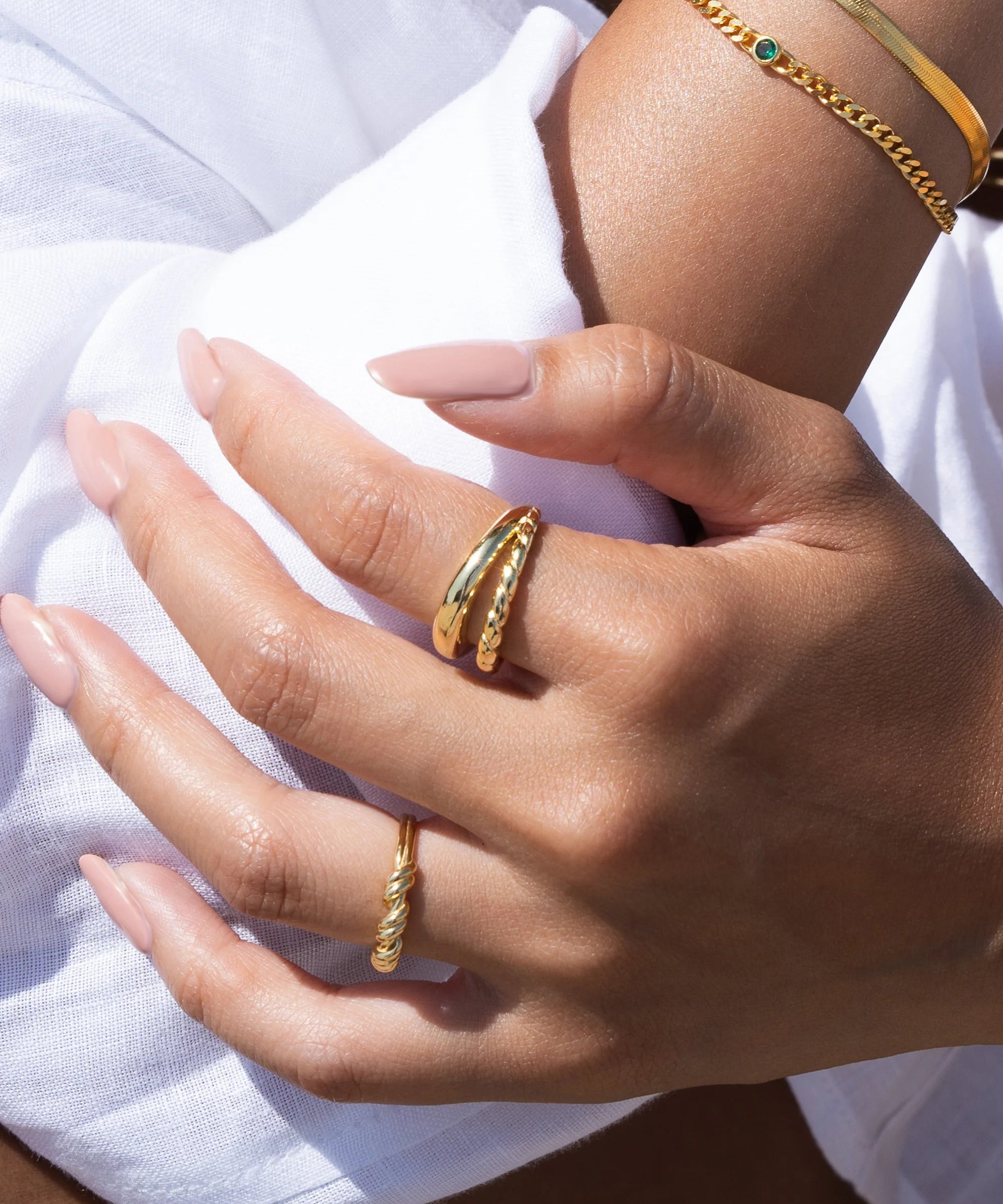 Dome and Twist Duo Ring Vermeil Zoe Lev Jewelry