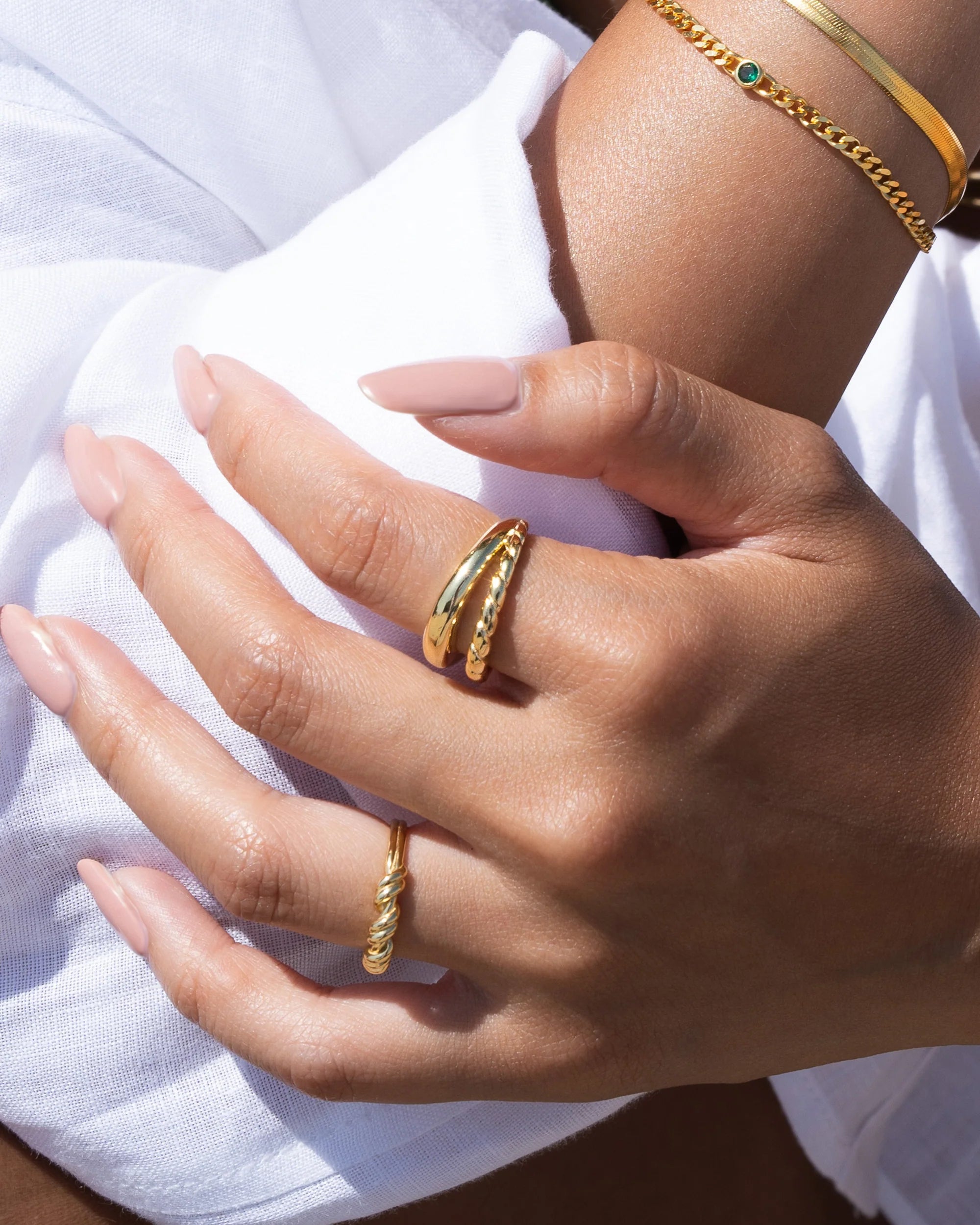 Dome and Twist Duo Ring Vermeil Zoe Lev Jewelry