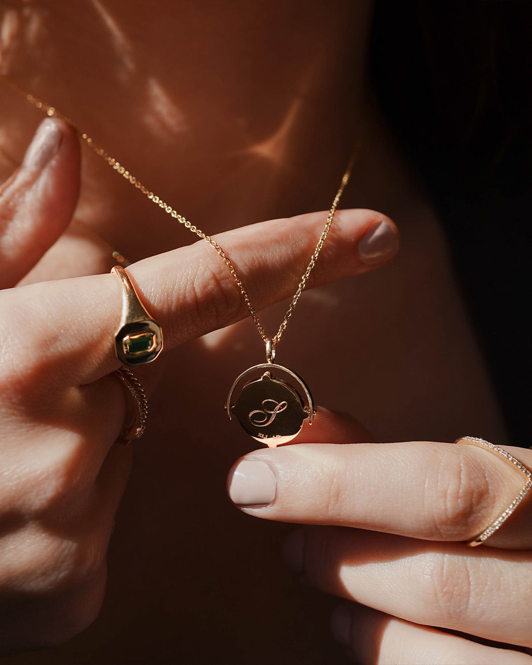 Spinner Compass Medallion Necklace Personalized Zoe Lev Jewelry
