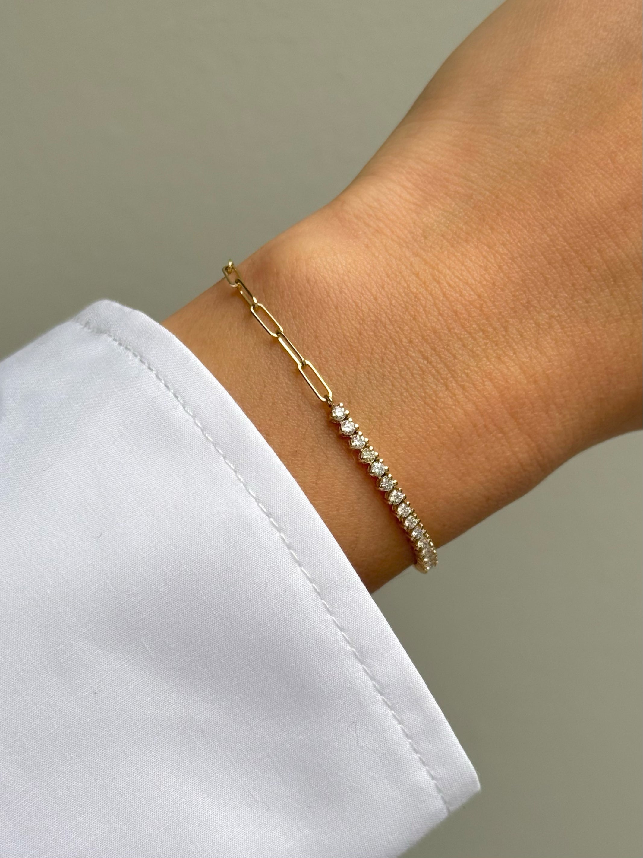 14k Split Lab Diamond Tennis Open Link Bracelet Tennis Zoe Lev Jewelry