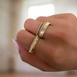 14K Gold Thin Ribbed Band Zoe Lev Jewelry