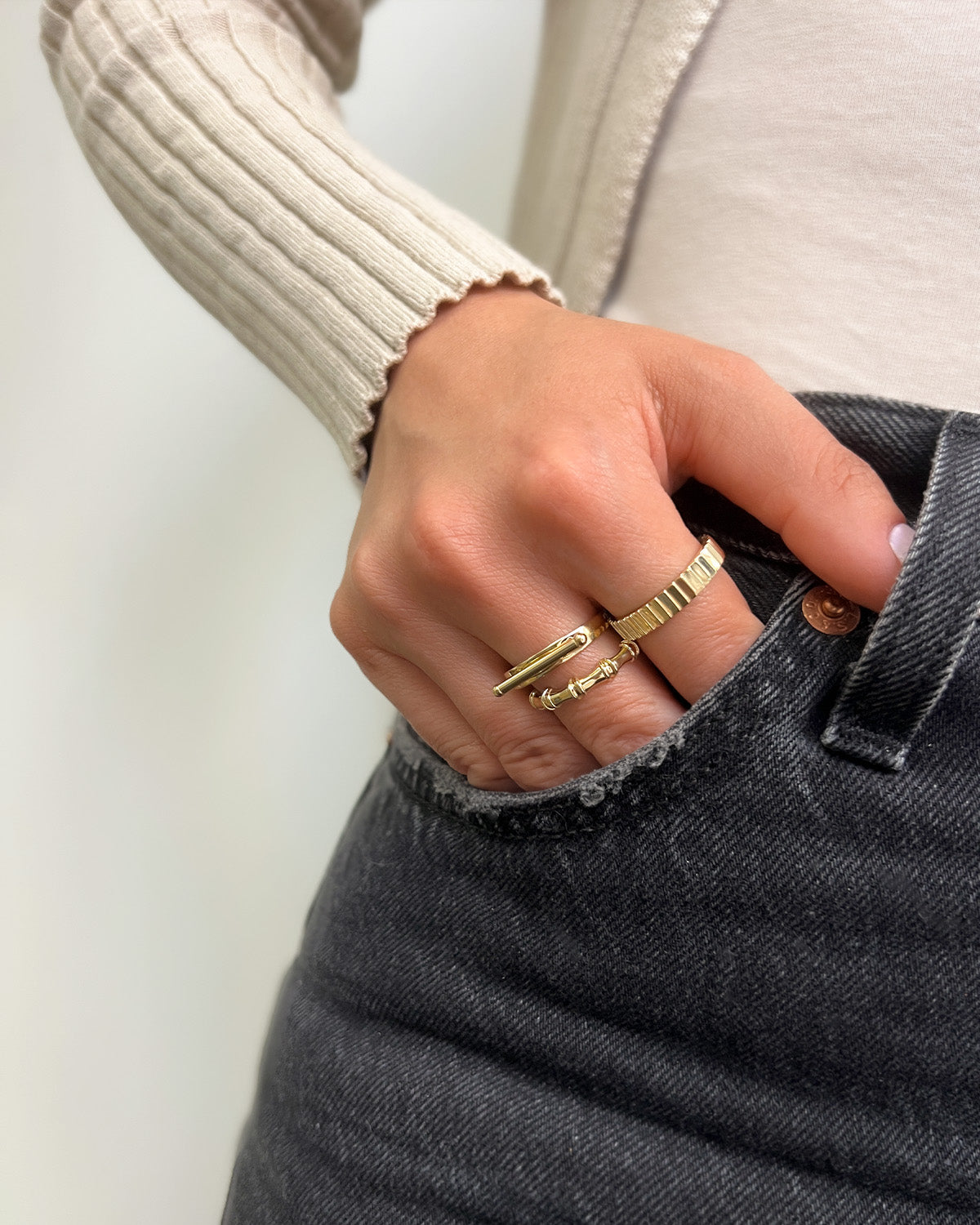 14K Gold Bar Ring Zoe Lev Jewelry