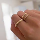 14K Gold Thin Ribbed Band Zoe Lev Jewelry