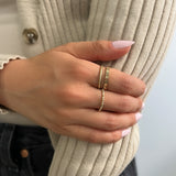 14K Gold Thin Ribbed Band Zoe Lev Jewelry