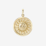 14k Gold Diamond Sun Medallion Pendant