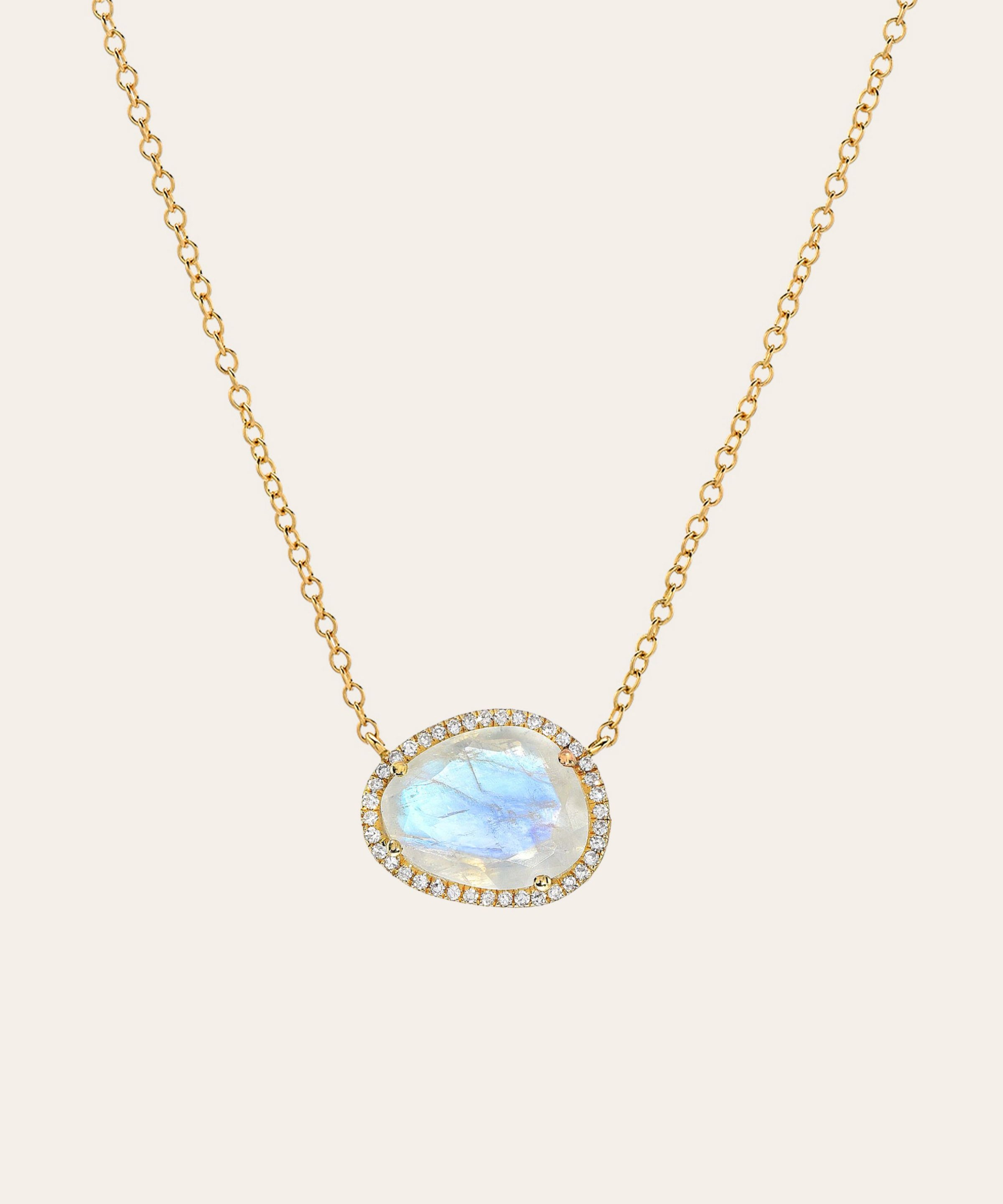 Diamond Moonstone Necklace Zoe Lev Jewelry
