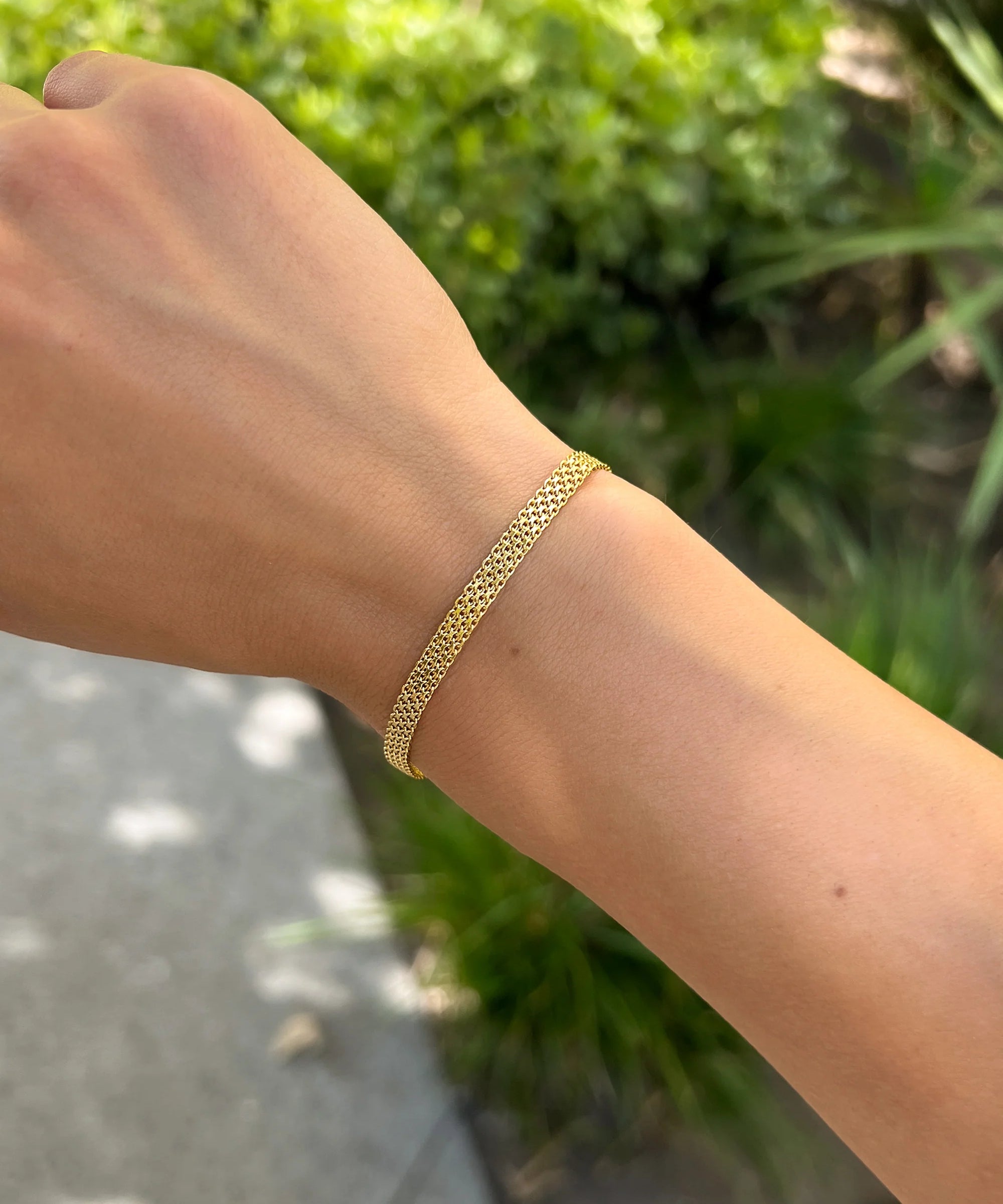 Flat Mesh Chain Bracelet Vermeil Zoe Lev Jewelry