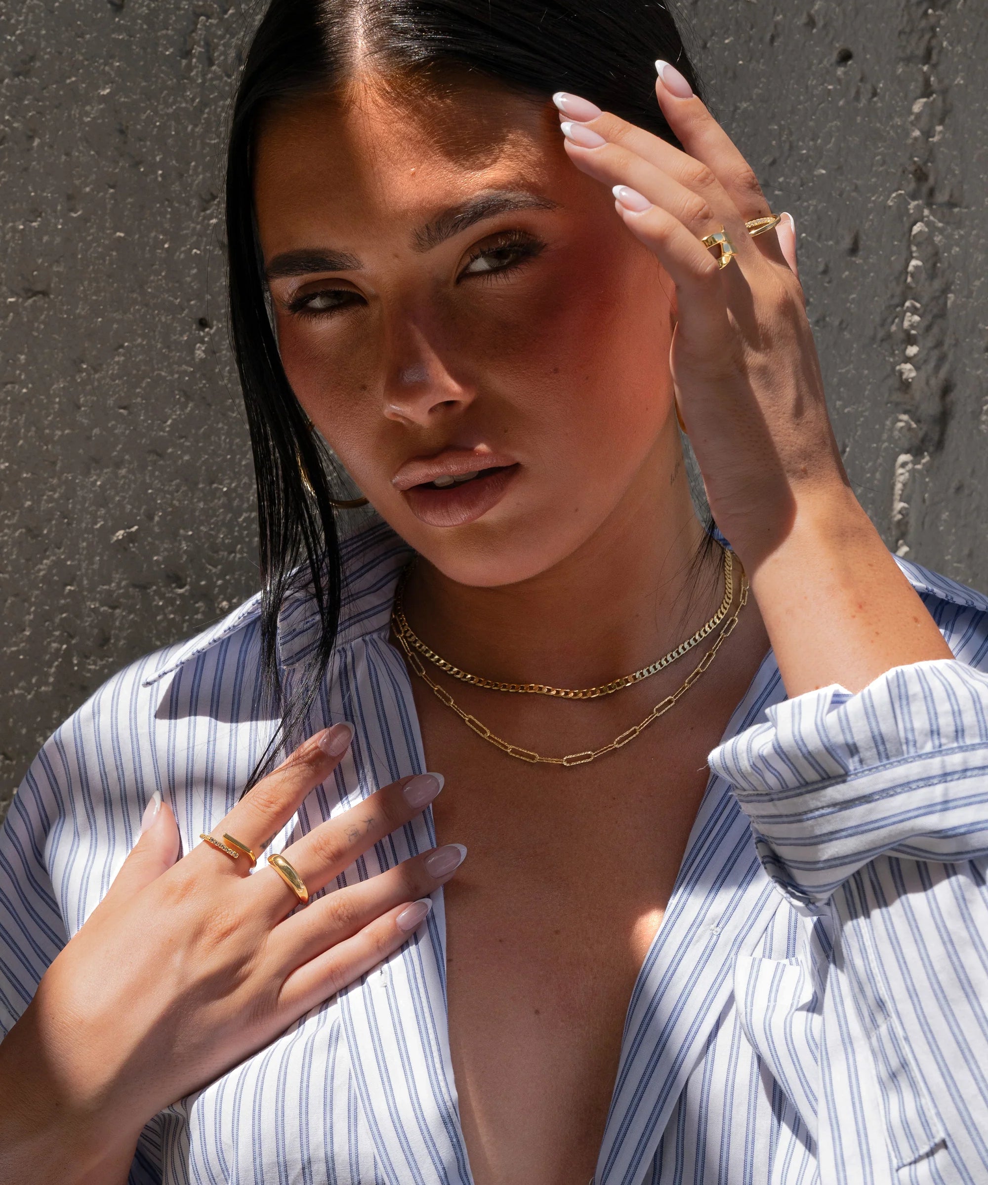 Textured Paper Clip Chain Necklace Vermeil Zoe Lev Jewelry