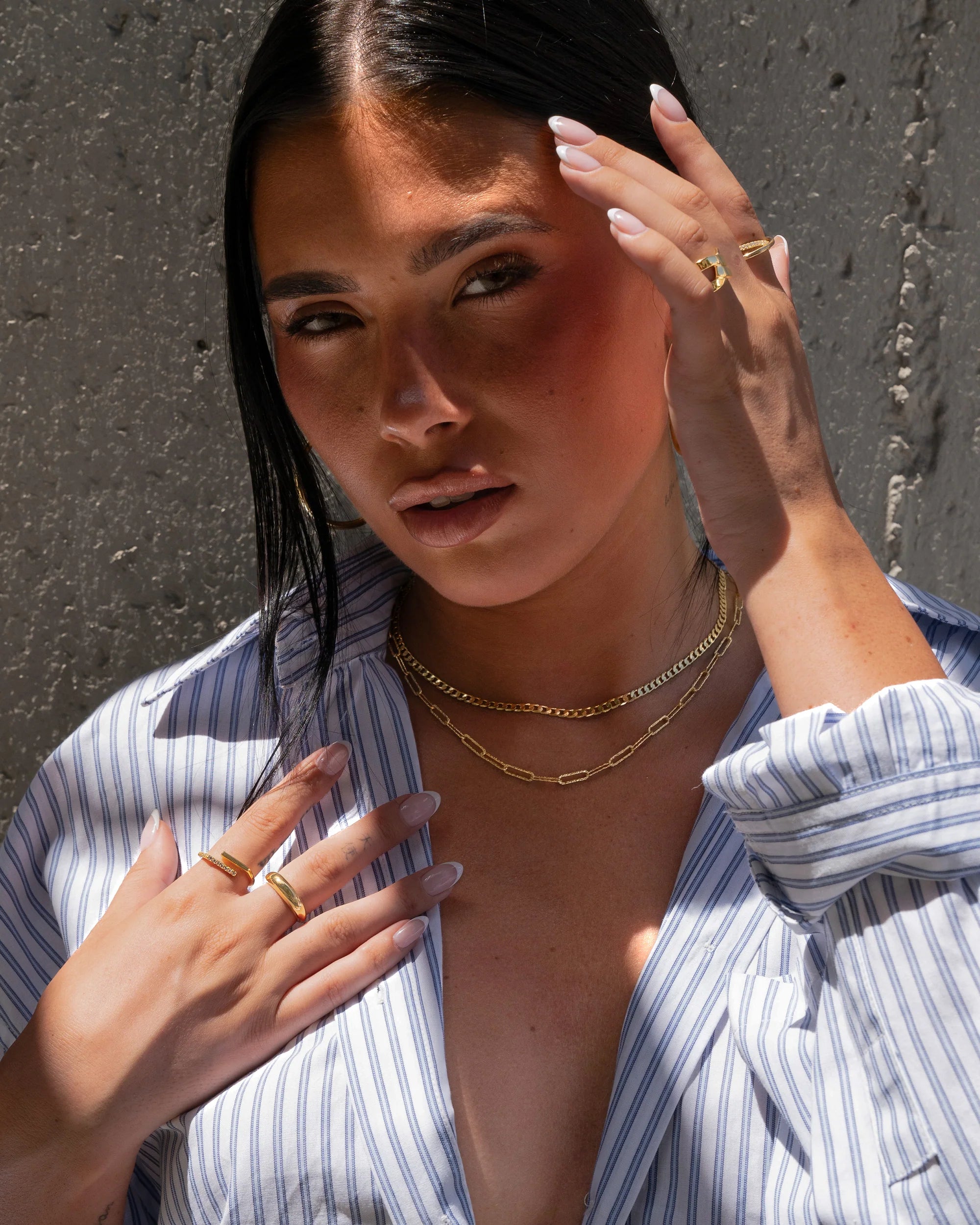 Textured Paper Clip Chain Necklace Vermeil Zoe Lev Jewelry