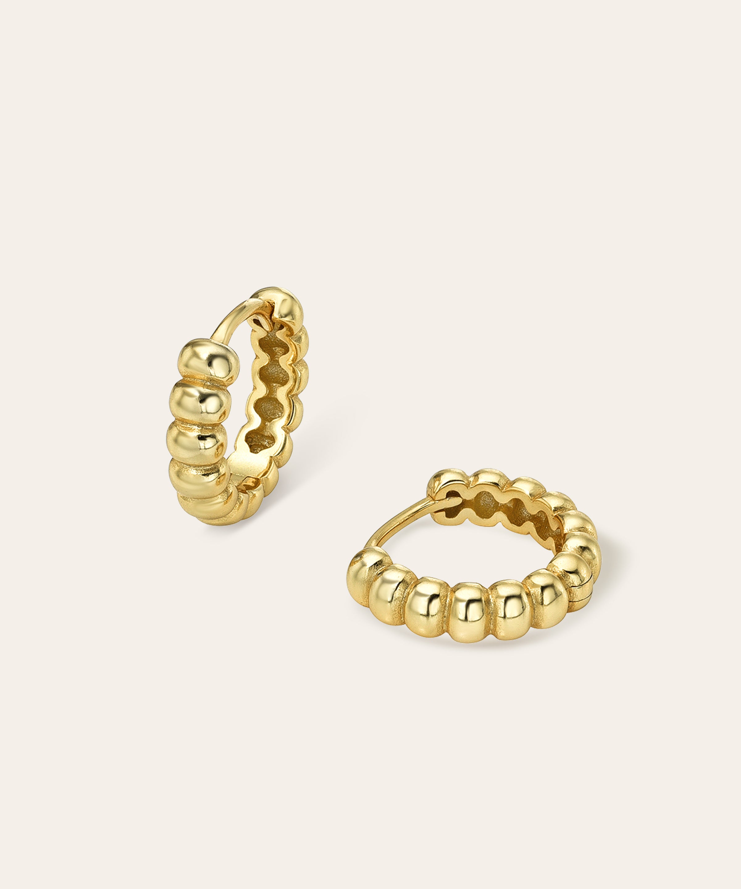 Thick Beaded Huggie Earrings Vermeil Zoe Lev Jewelry