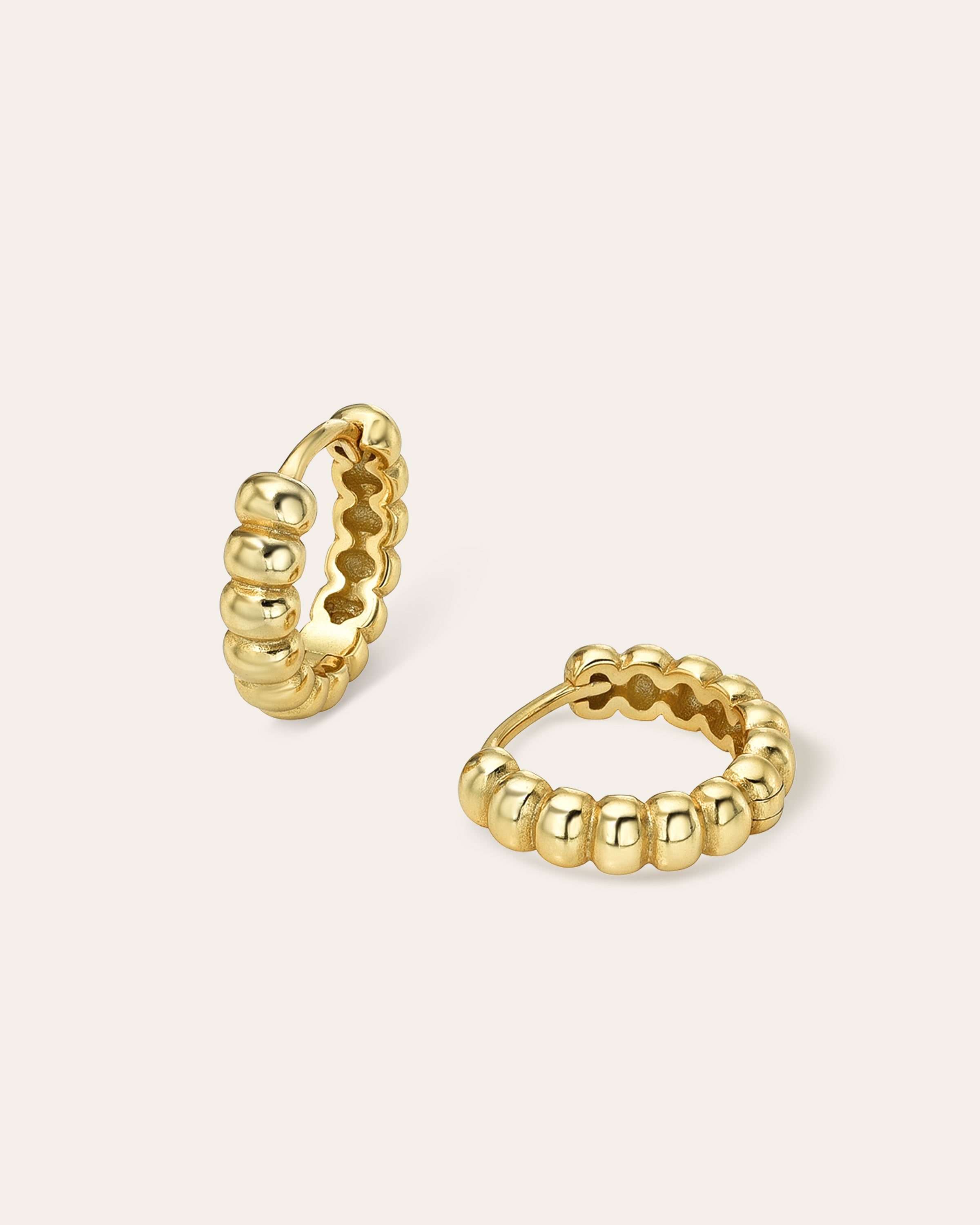 Thick Beaded Huggie Earrings Vermeil Zoe Lev Jewelry