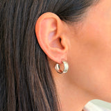 Thick Ribbed Flat Half Hoop Studs Vermeil Zoe Lev Jewelry