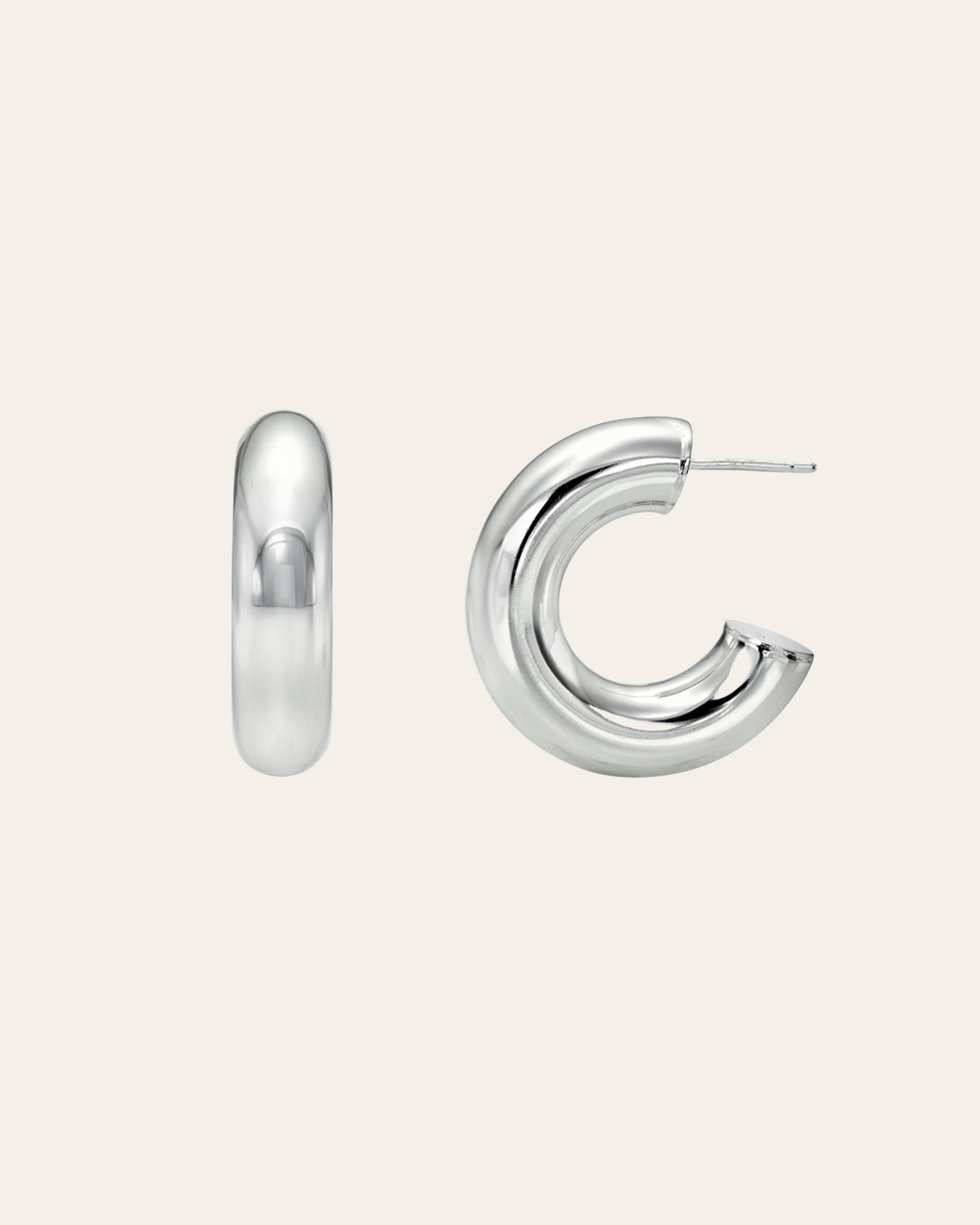 Thick Half Hoop Studs Vermeil Zoe Lev Jewelry Sterling Silver