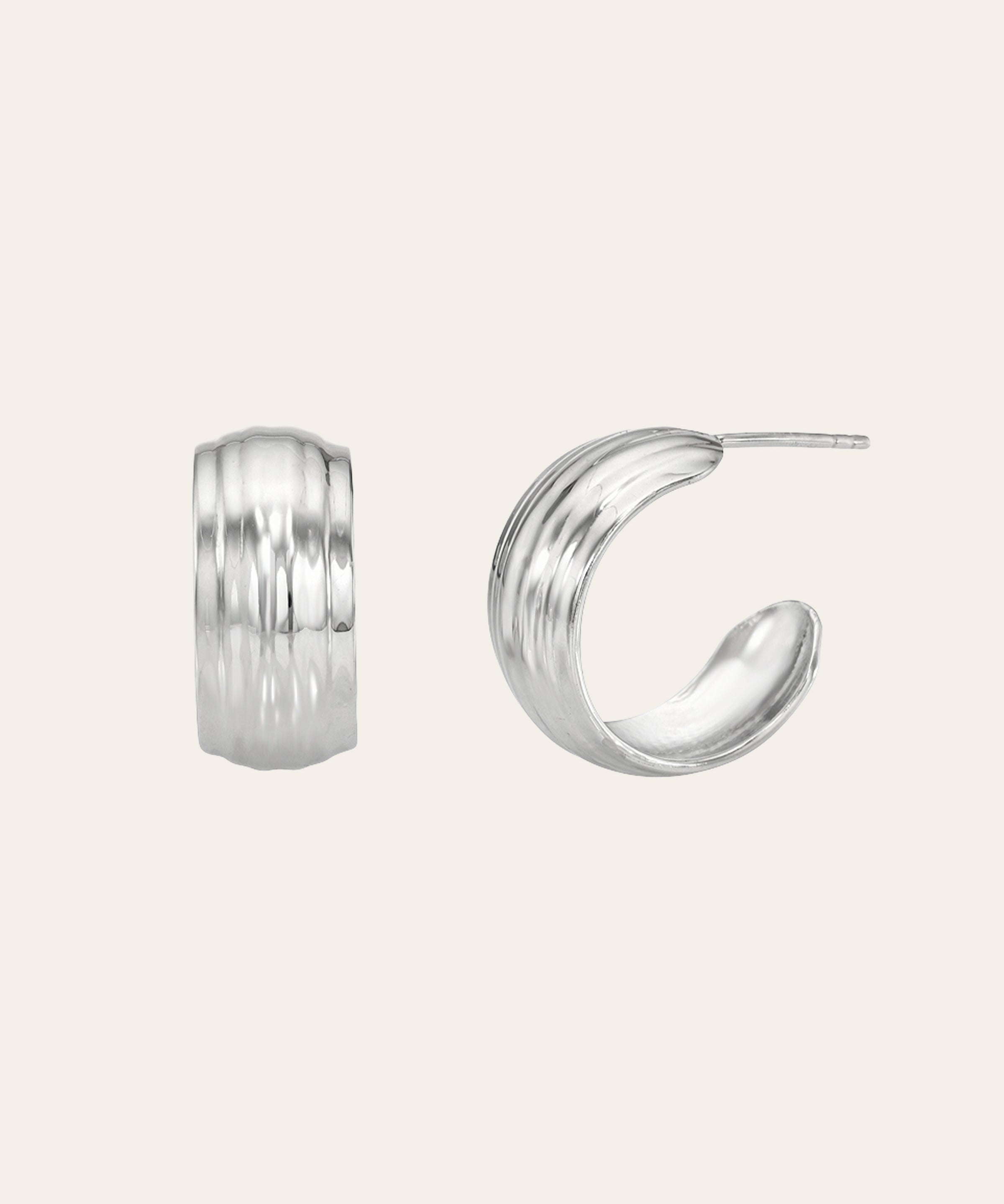 Thick Ribbed Flat Half Hoop Studs Vermeil Zoe Lev Jewelry